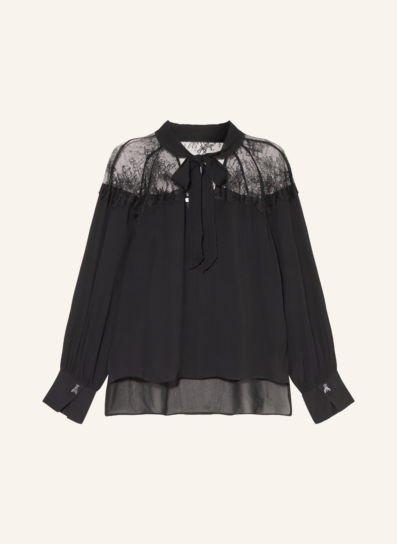 PATRIZIA PEPE Halenka s krajkou: ČERNÁ