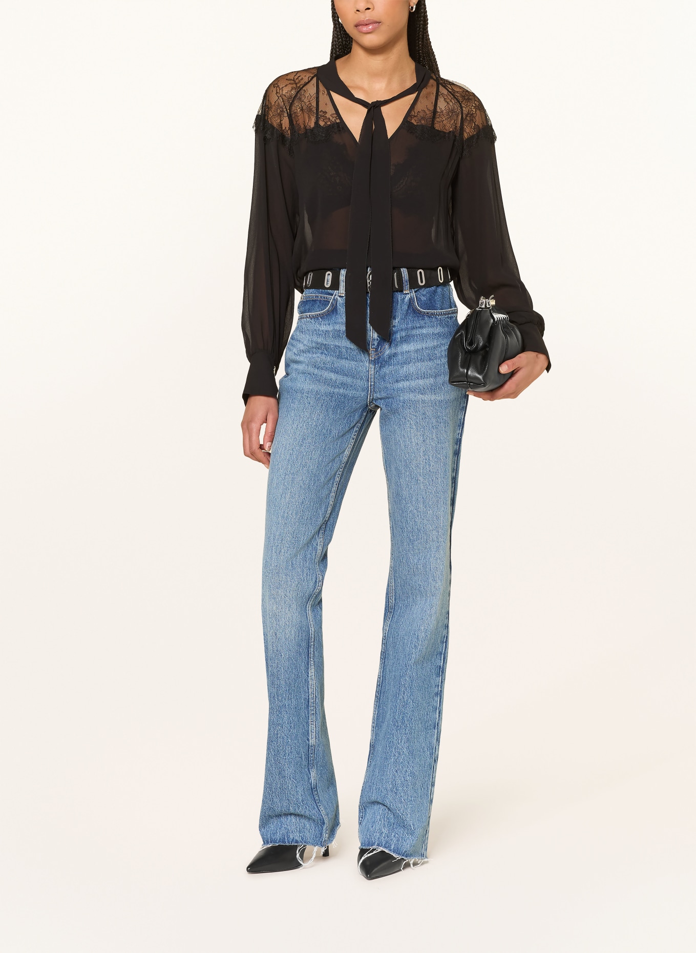 PATRIZIA PEPE Halenka s krajkou: ČERNÁ