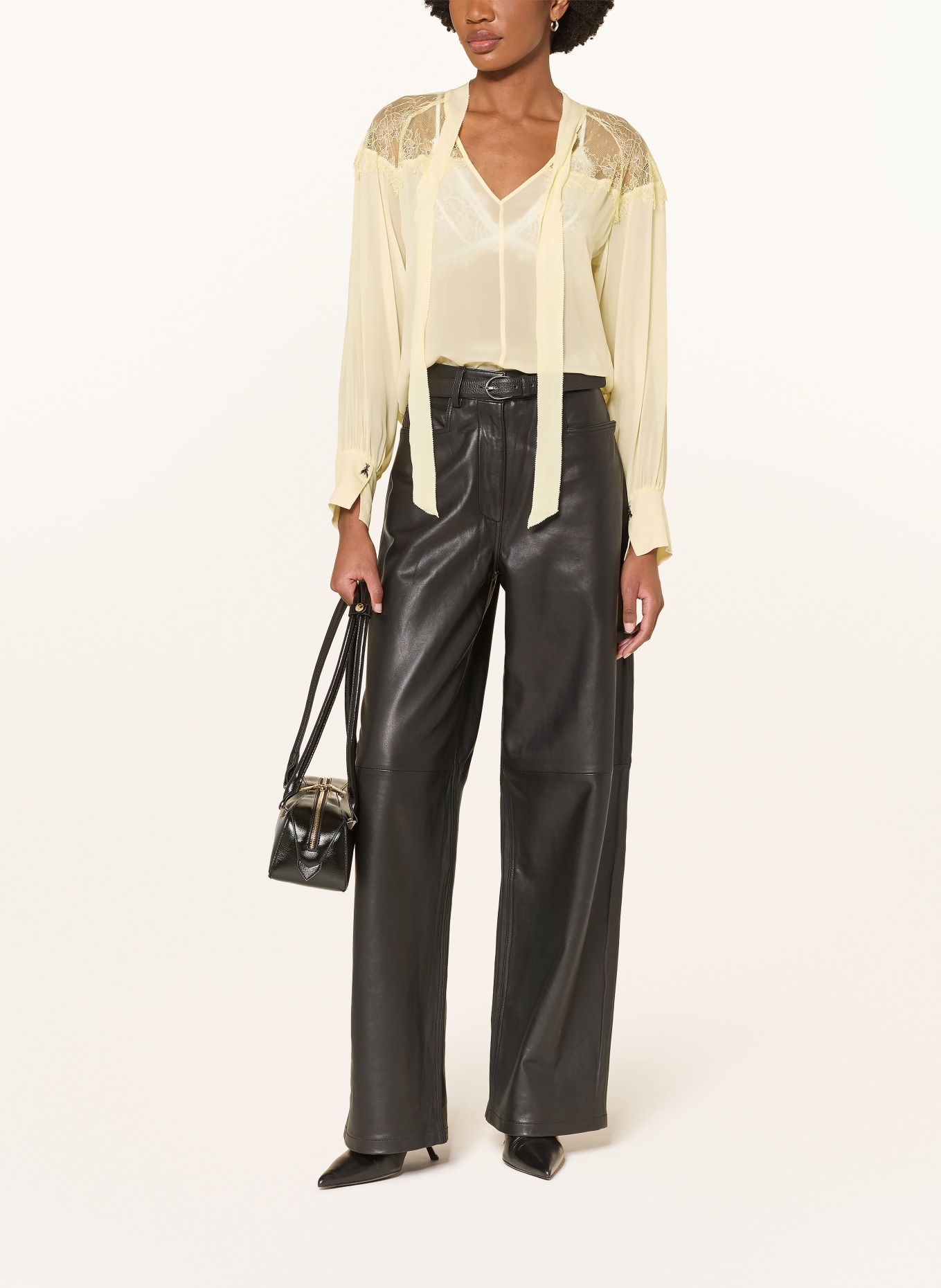 PATRIZIA PEPE Halenka s krajkou: TMAVĚ ŽLUTÁ