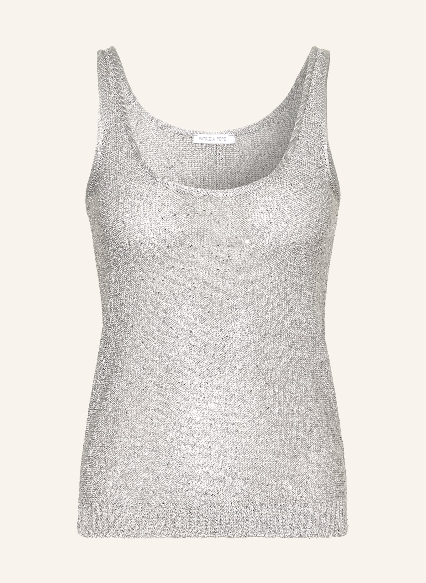 PATRIZIA PEPE Knitted top with sequins: GRAY / SILVER