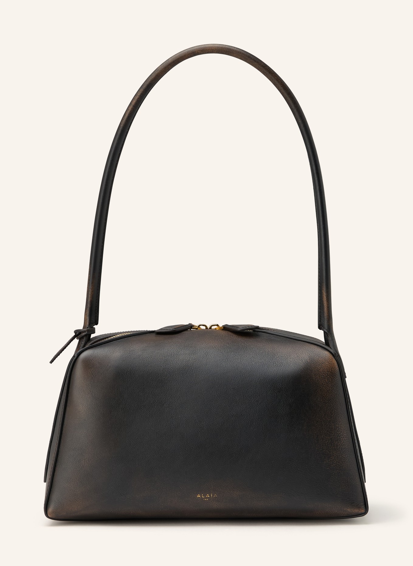 ALAÏA Schultertasche LE BOULEDOGUE MEDIUM: DUNKELBRAUN / GOLD