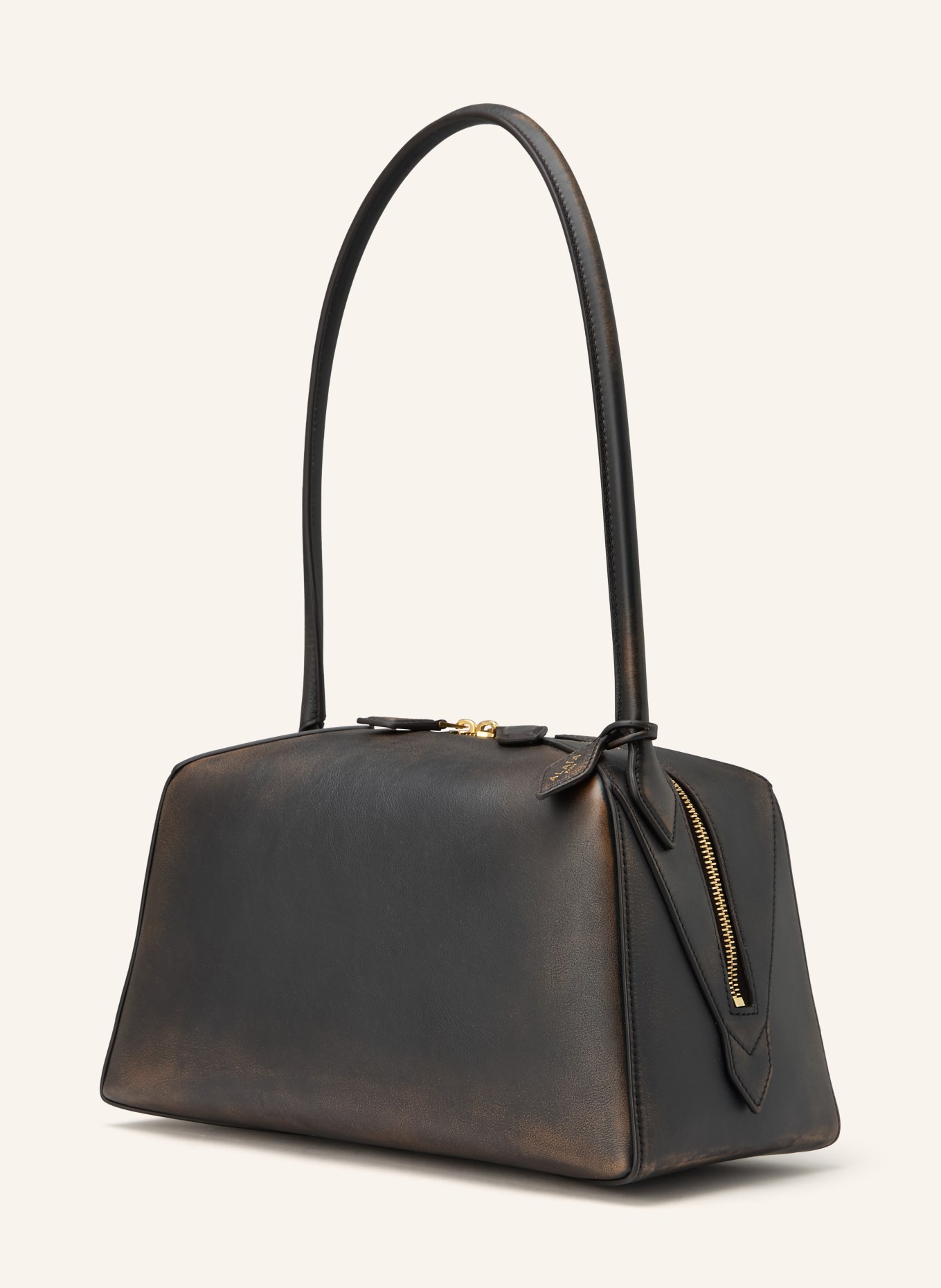 ALAÏA Schultertasche LE BOULEDOGUE MEDIUM: DUNKELBRAUN / GOLD