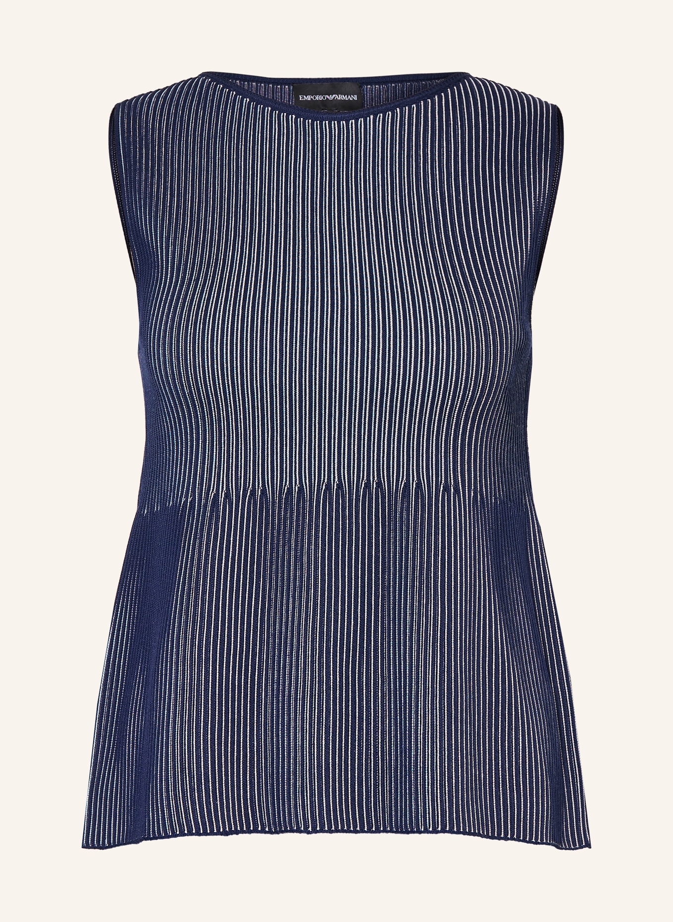 EMPORIO ARMANI Haut avec plissés: BLEU FONCÉ / BEIGE / BLEU CLAIR