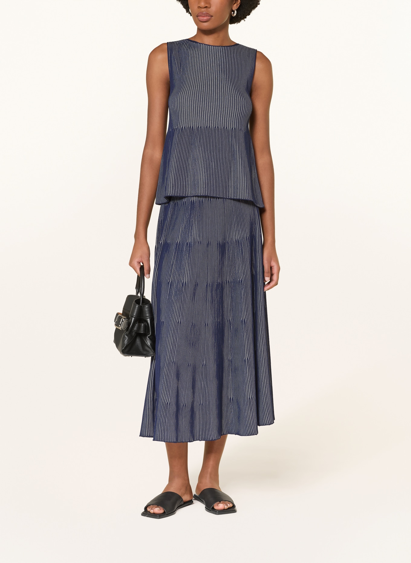 EMPORIO ARMANI Haut avec plissés: BLEU FONCÉ / BEIGE / BLEU CLAIR