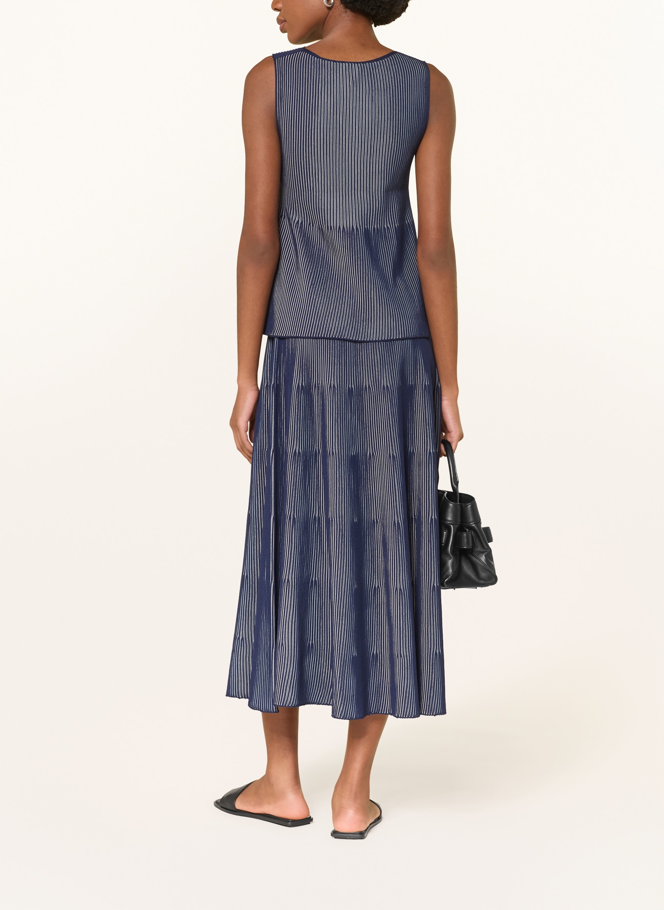 EMPORIO ARMANI Haut avec plissés: BLEU FONCÉ / BEIGE / BLEU CLAIR