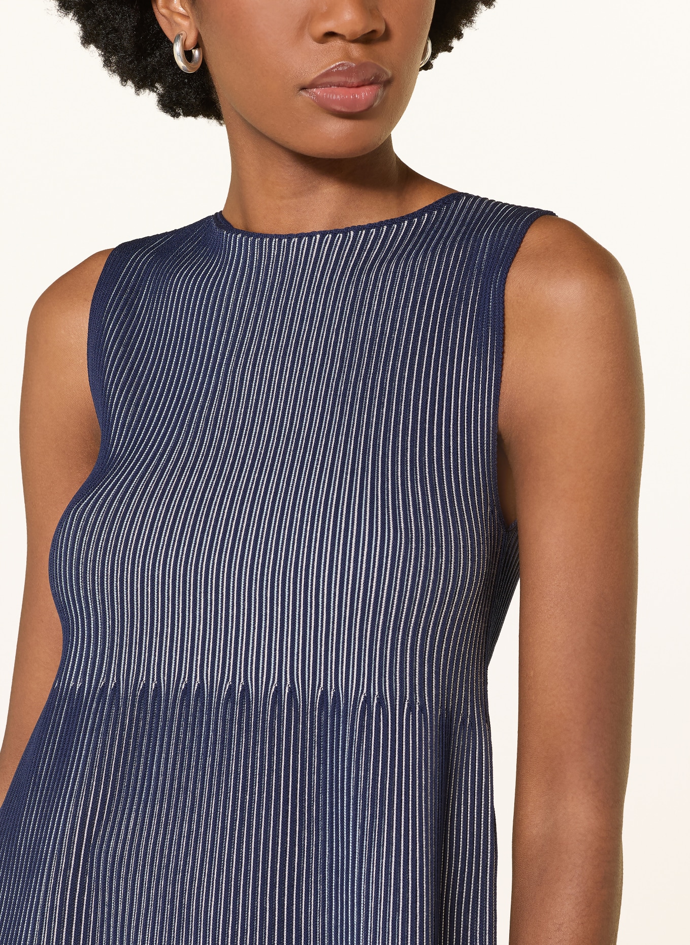 EMPORIO ARMANI Haut avec plissés: BLEU FONCÉ / BEIGE / BLEU CLAIR