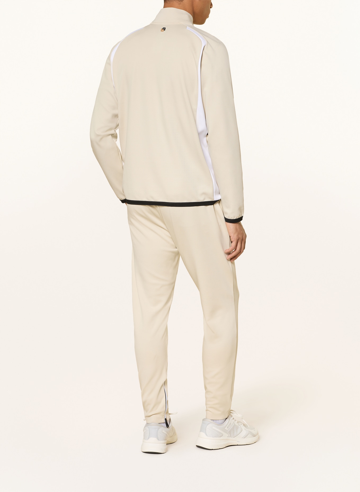 BOSS Trainingsjacke TOC: BEIGE / WEISS