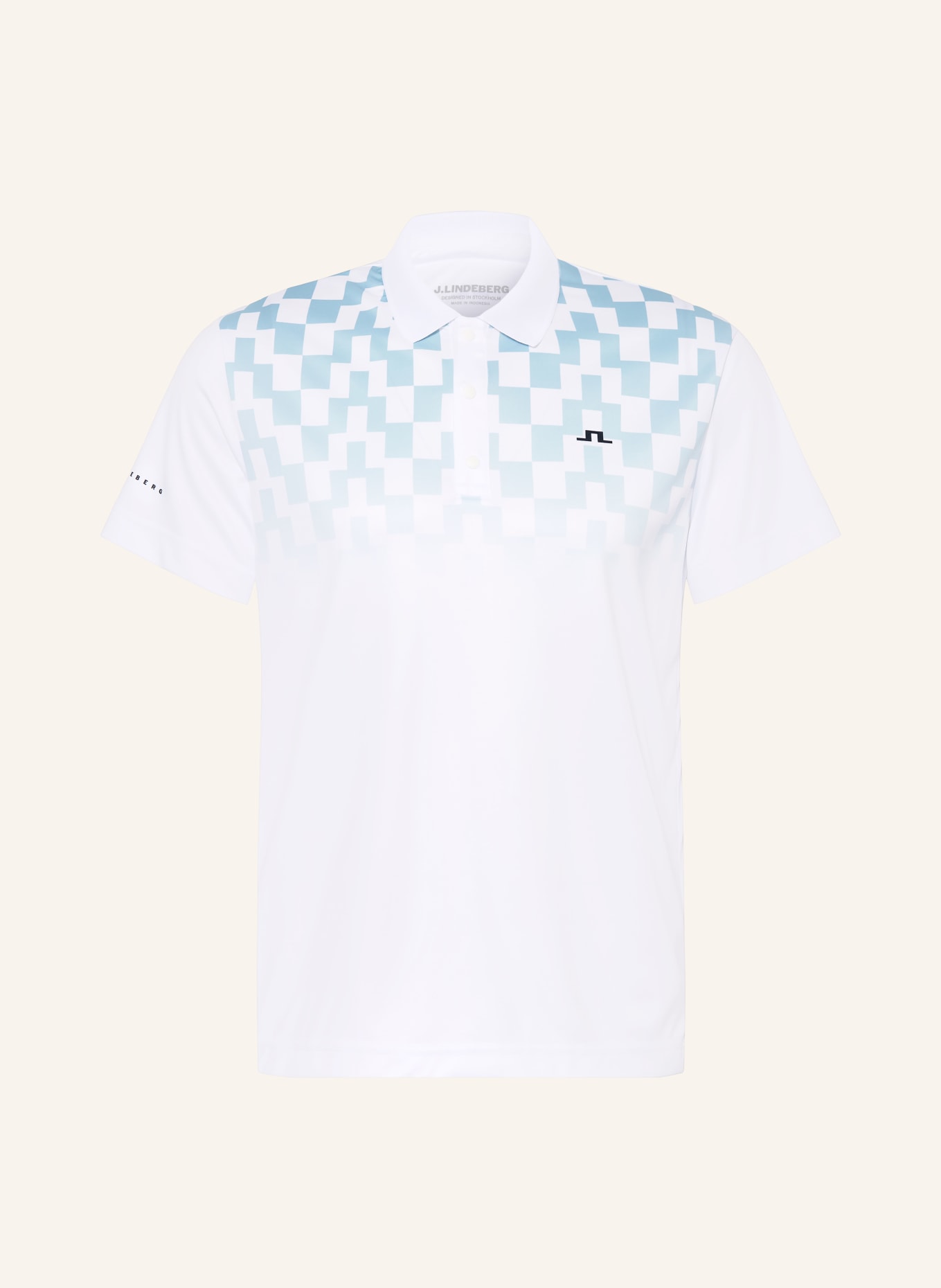 J.LINDEBERG Funktions-Poloshirt: WEISS / BLAUGRAU