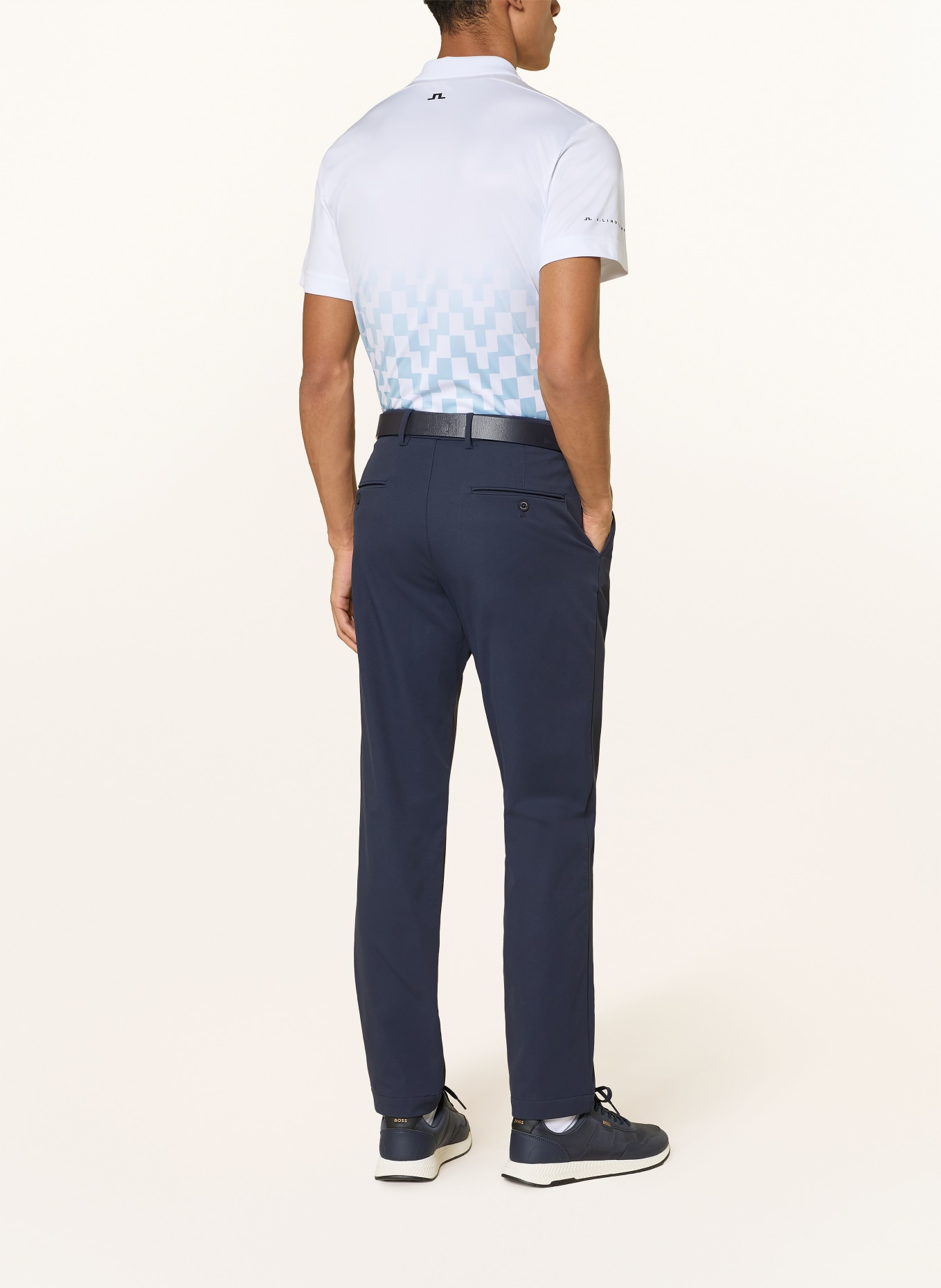 J.LINDEBERG Funktions-Poloshirt: WEISS / BLAUGRAU