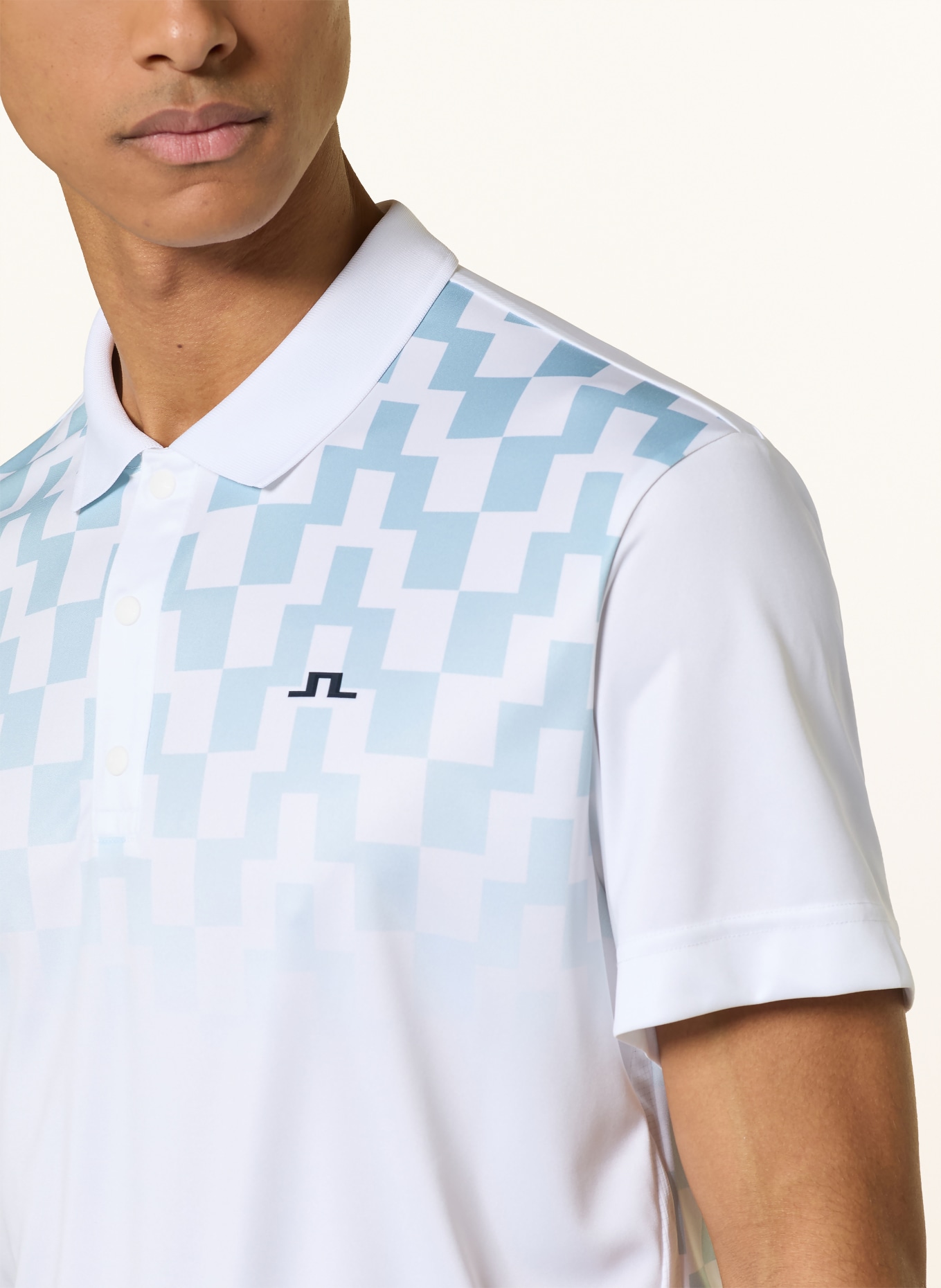 J.LINDEBERG Funktions-Poloshirt: WEISS / BLAUGRAU