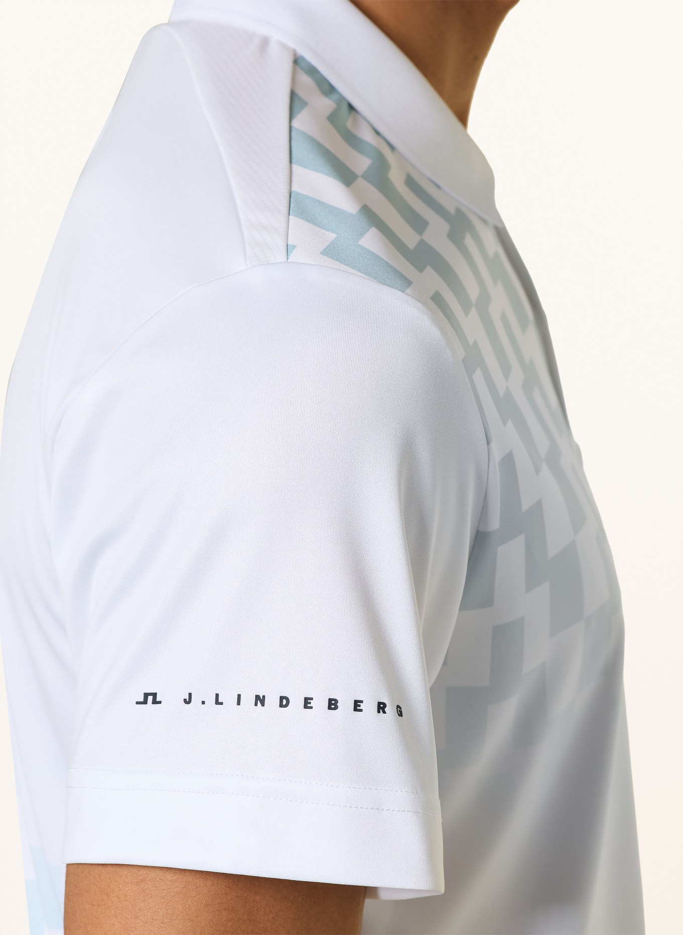 J.LINDEBERG Funktions-Poloshirt: WEISS / BLAUGRAU