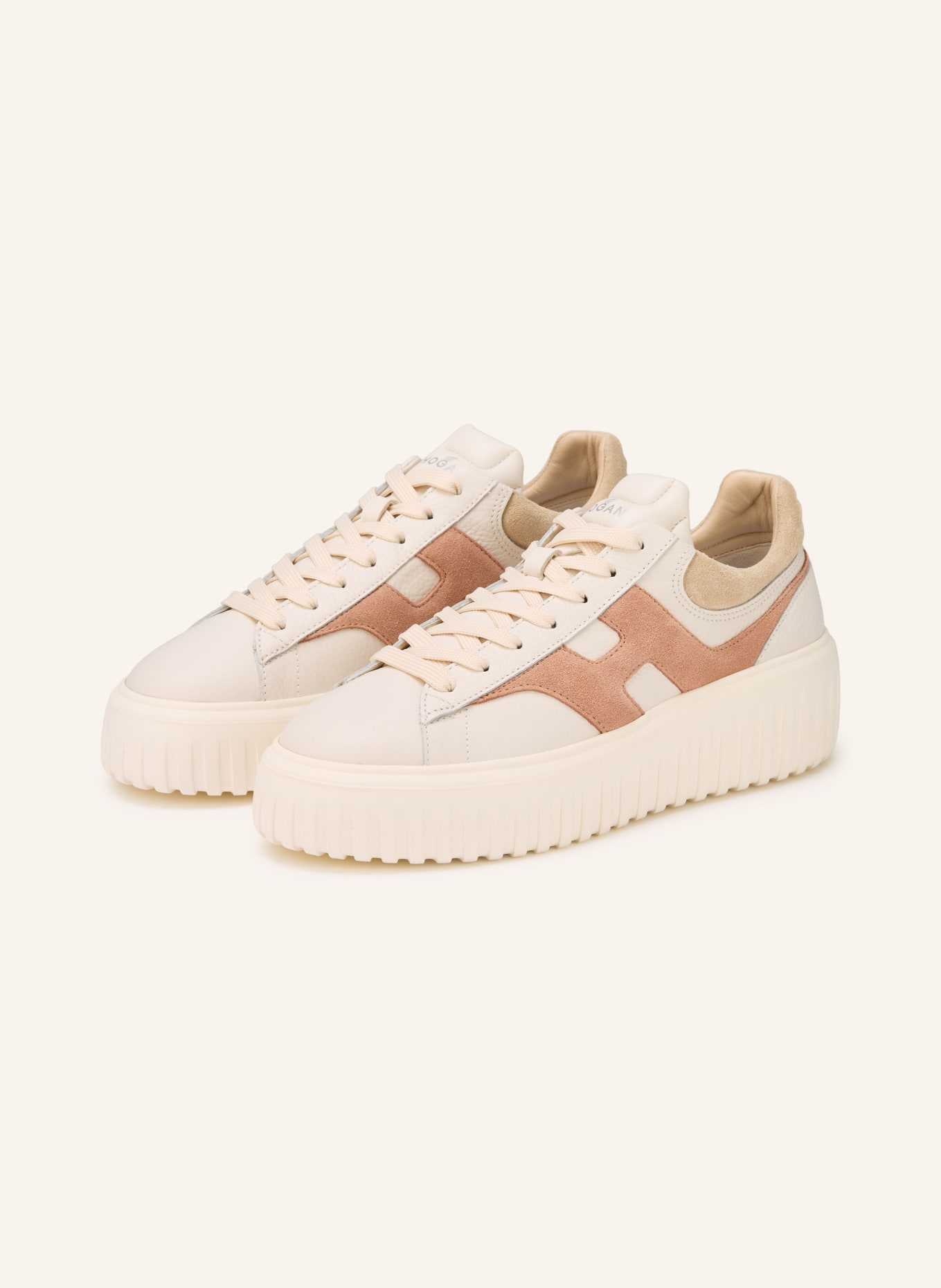 HOGAN Sneaker H-STRIPES: WHITE / BEIGE / LIGHT ORANGE