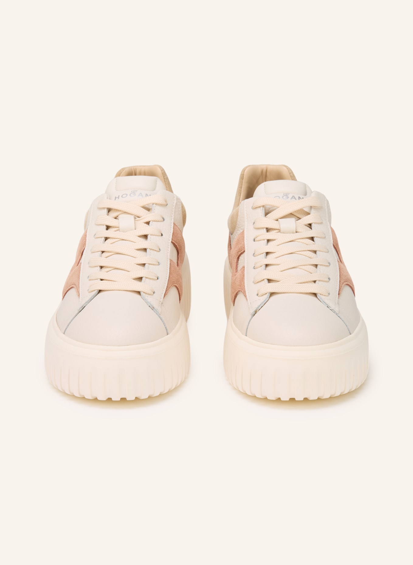 HOGAN Sneaker H-STRIPES: WHITE / BEIGE / LIGHT ORANGE