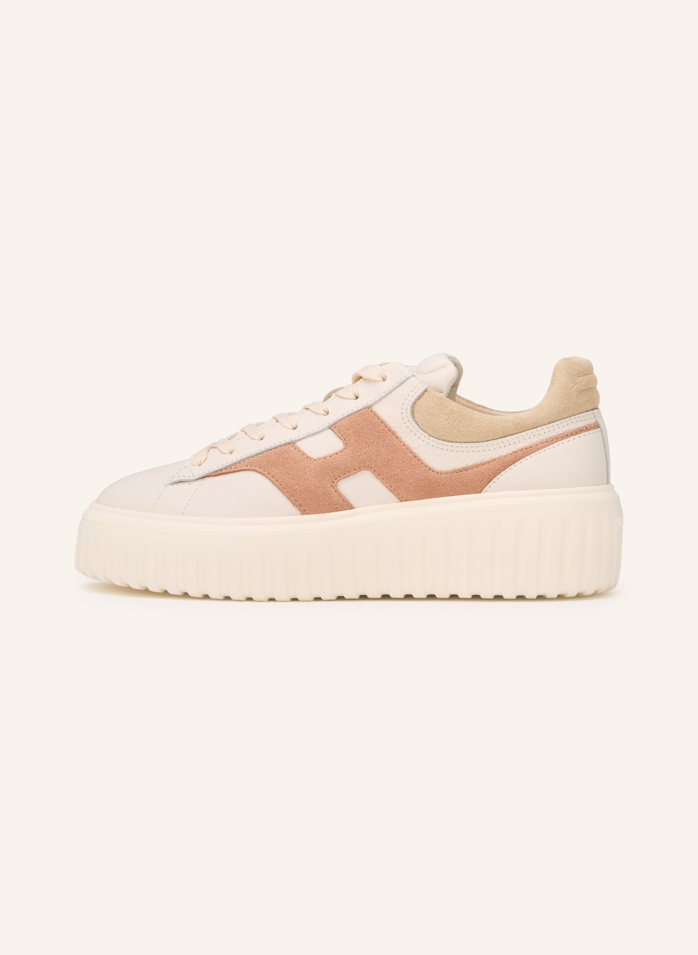HOGAN Sneaker H-STRIPES: WHITE / BEIGE / LIGHT ORANGE