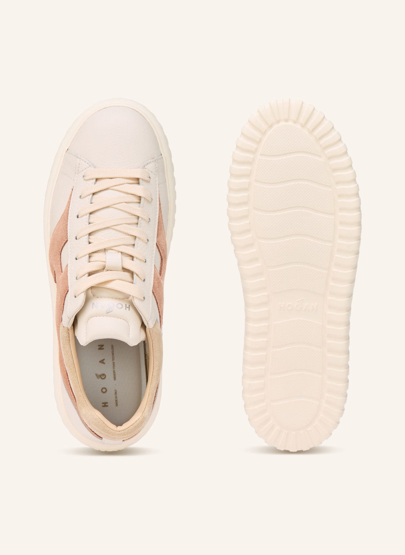 HOGAN Sneaker H-STRIPES: WHITE / BEIGE / LIGHT ORANGE