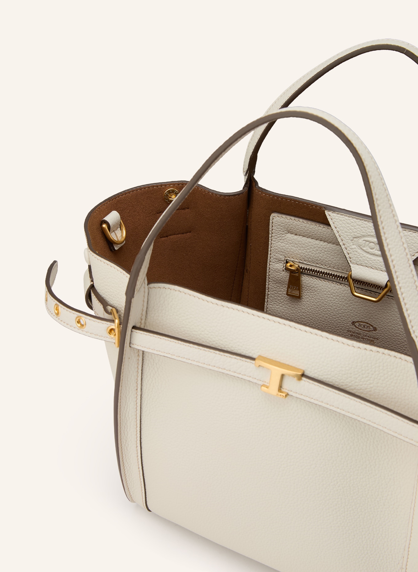TOD'S Shopper TIM SMALL: CREME / GOLD