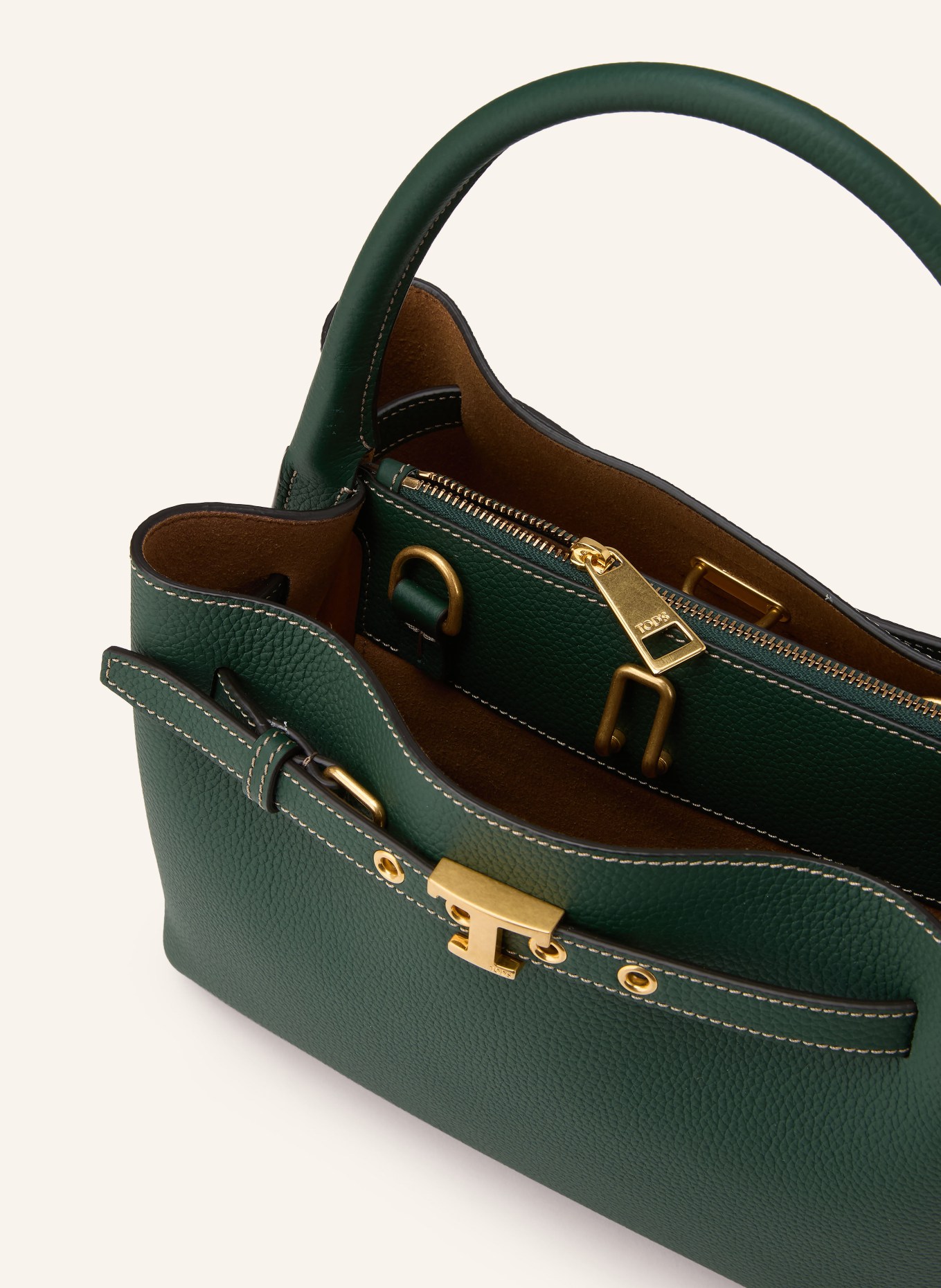 TOD'S Handtasche TIM: DUNKELGRÜN / GOLD