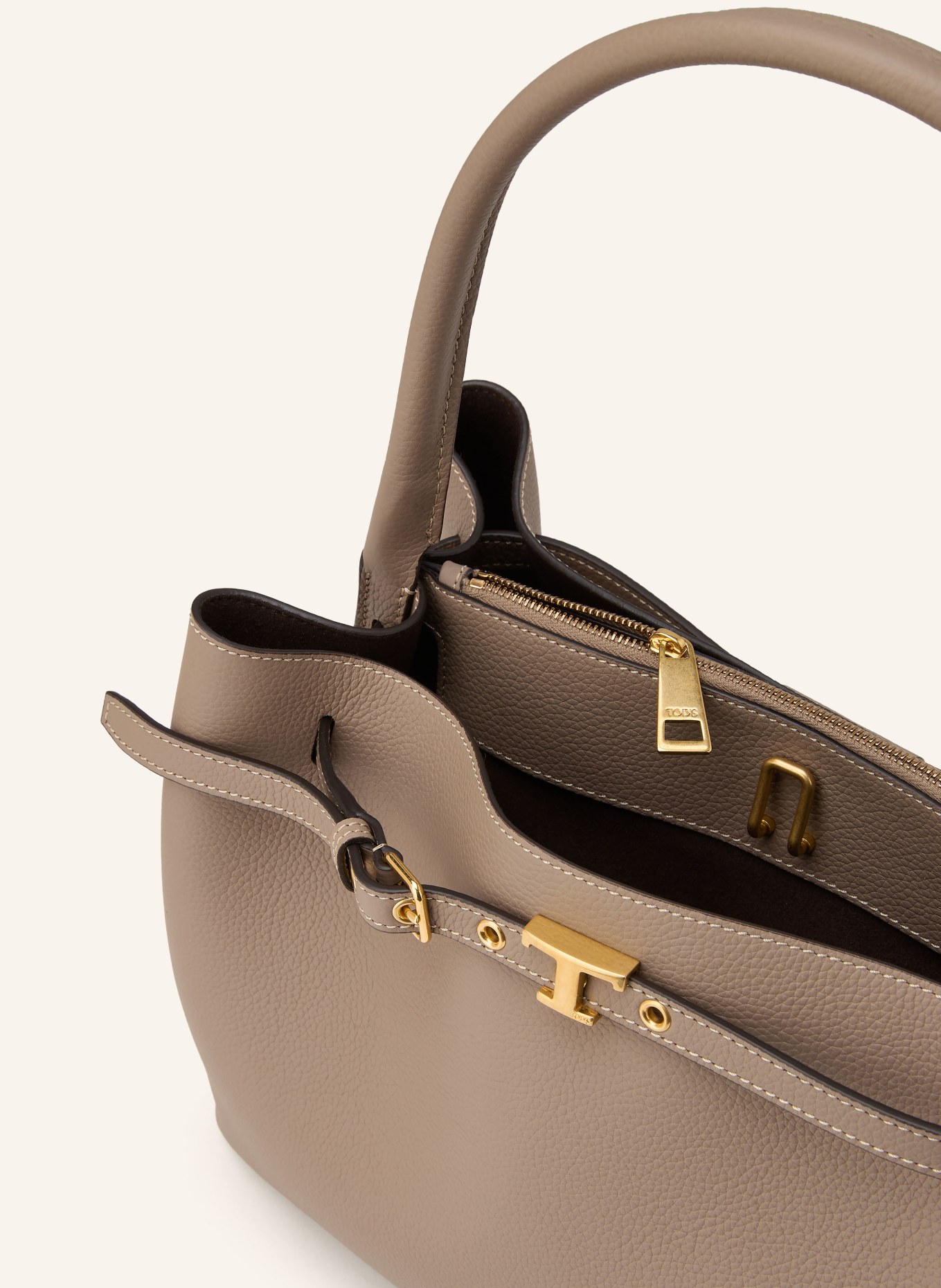 TOD'S Handtasche TIM TOP: TAUPE / GOLD