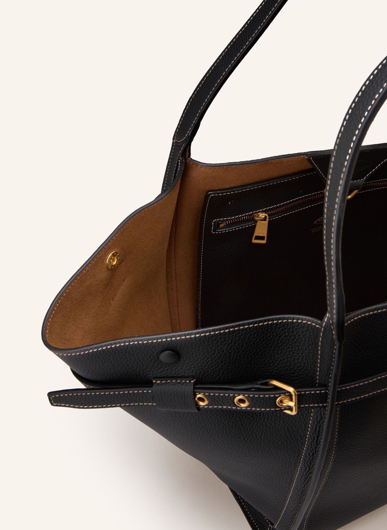 TOD'S Shopper MEDIUM: SCHWARZ / GOLD