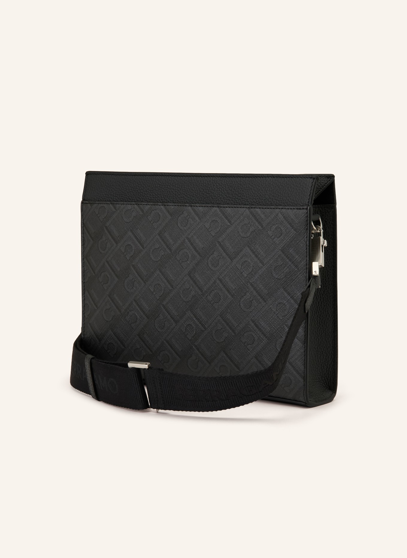 FERRAGAMO Umhängetasche: SCHWARZ / SILBER / GRAU