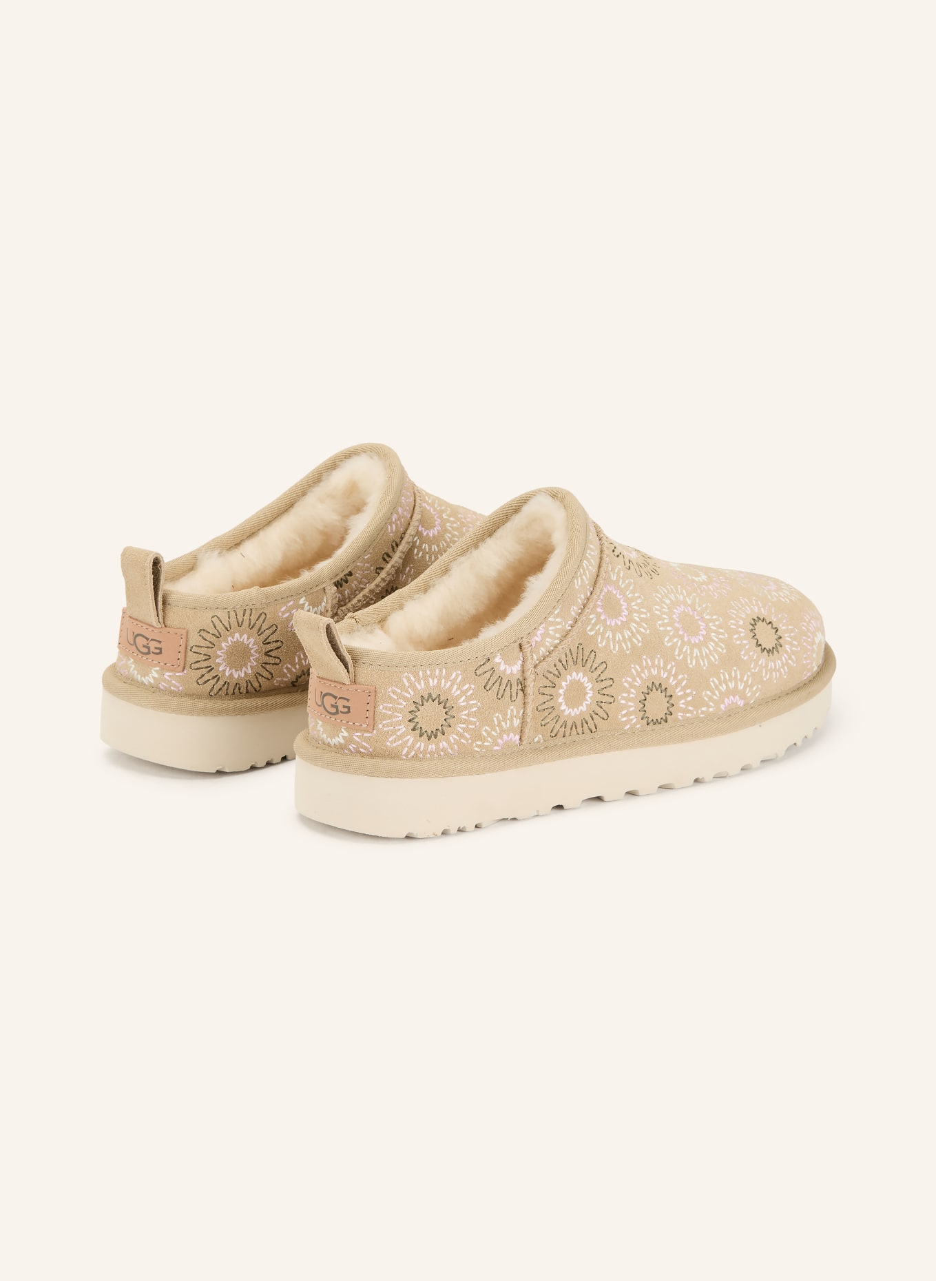 UGG Slipper CLASSIC MICRO SUN STITCH: BEIGE / ROSA / CREME
