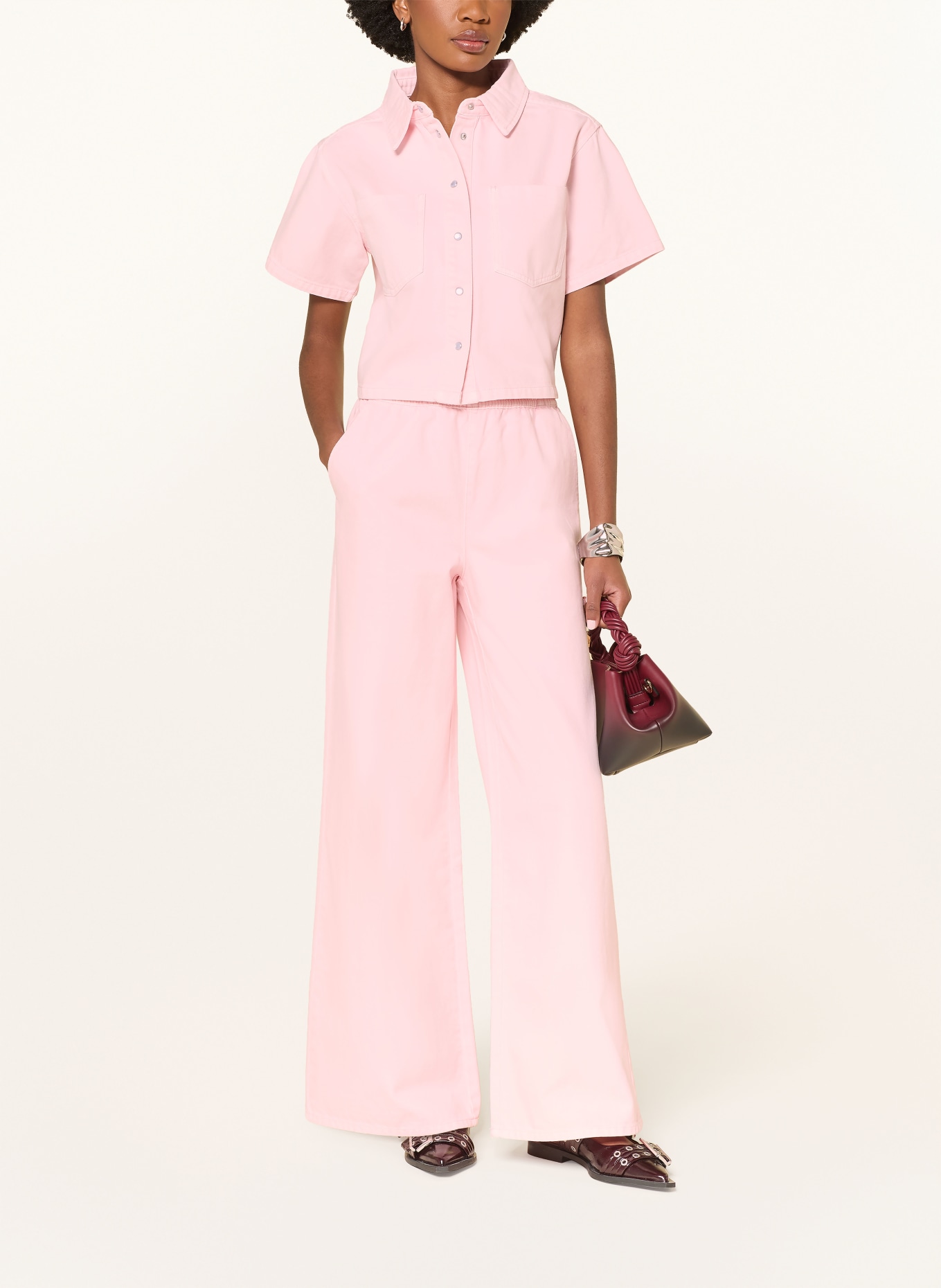 MRS & HUGS Spodnie z materiału typu marlene: RÓŻOWY