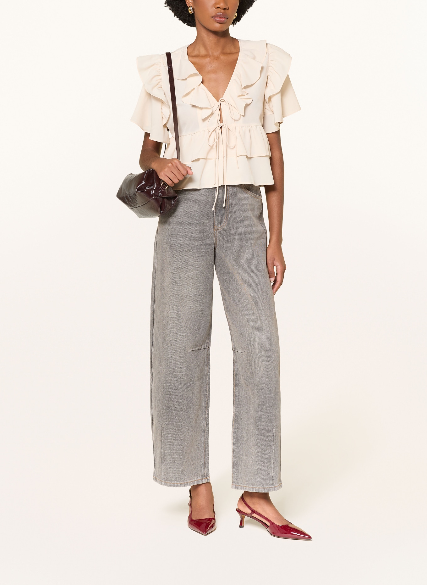 MRS & HUGS Bluse mit Volants: ECRU