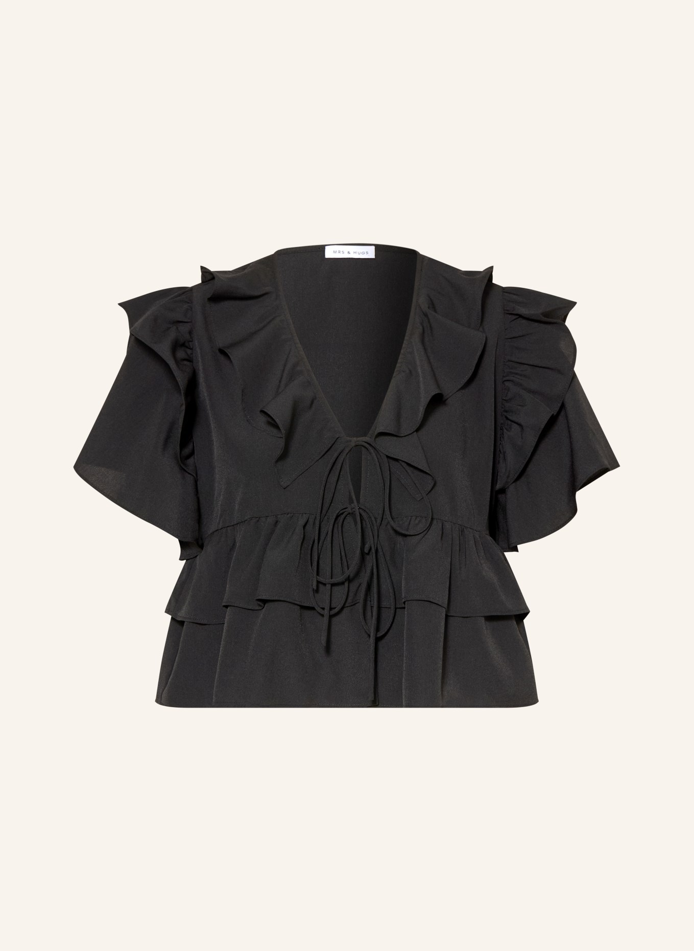 MRS & HUGS Bluse mit Volants: SCHWARZ