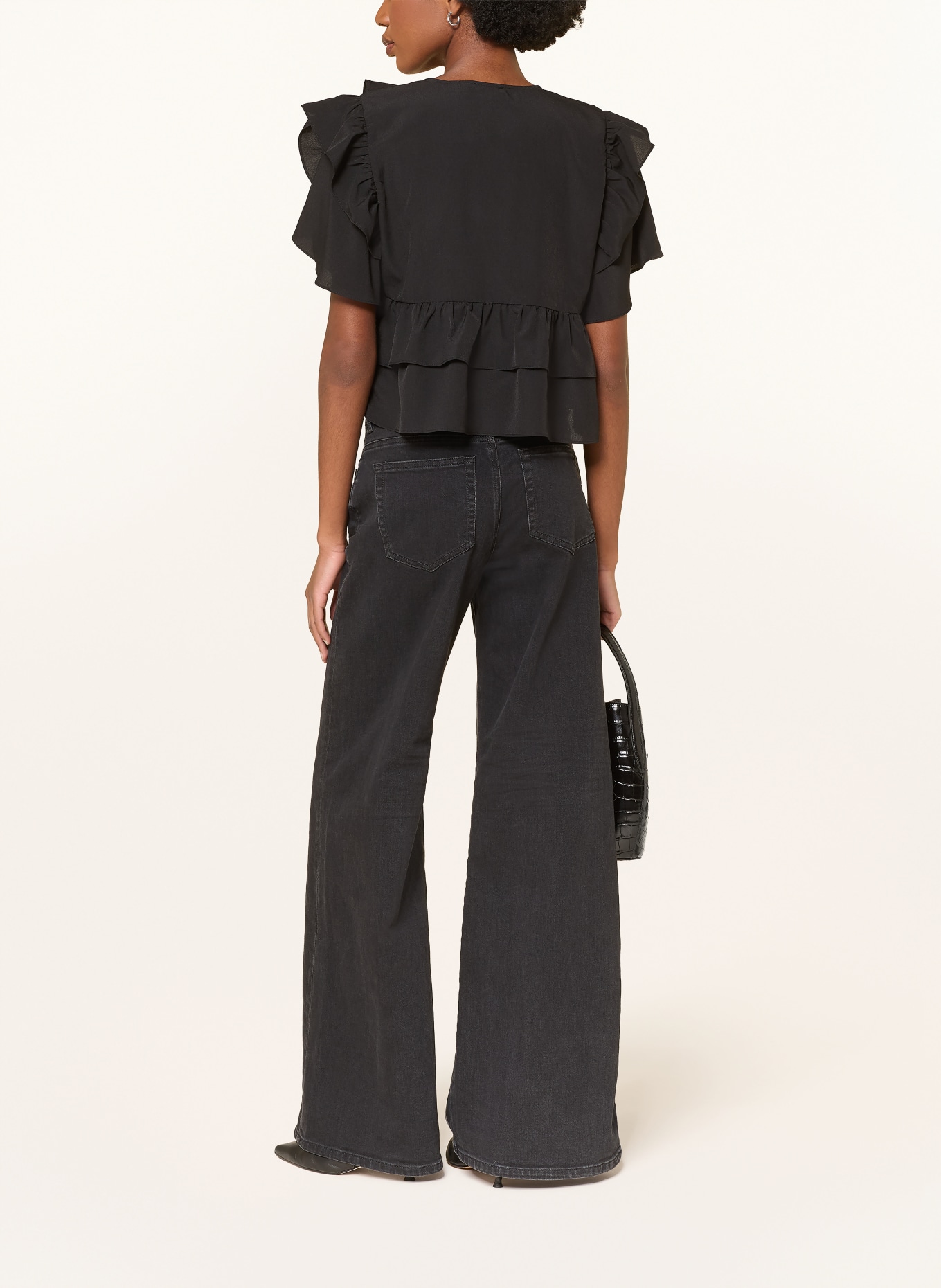 MRS & HUGS Bluse mit Volants: SCHWARZ