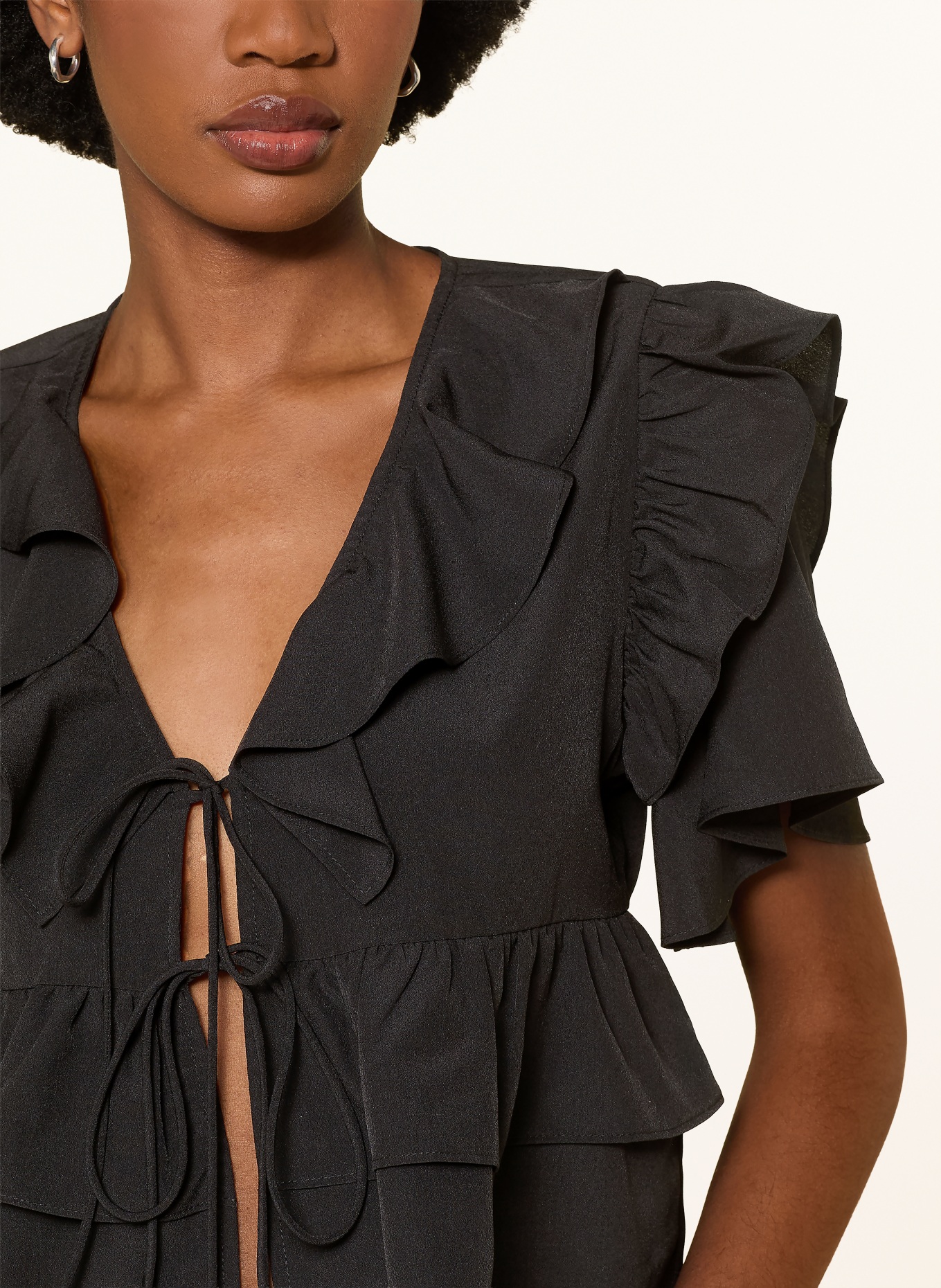 MRS & HUGS Bluse mit Volants: SCHWARZ