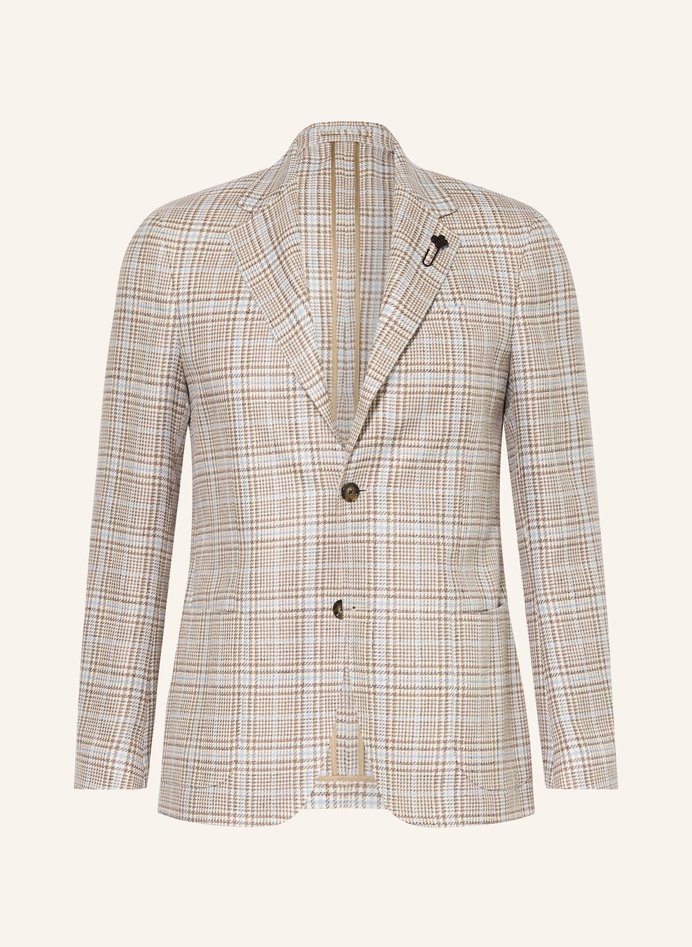 LARDINI Marynarka Extra Slim Fit: BEŻOWY / SZAROBRĄZOWY / JASNONIEBIESKI