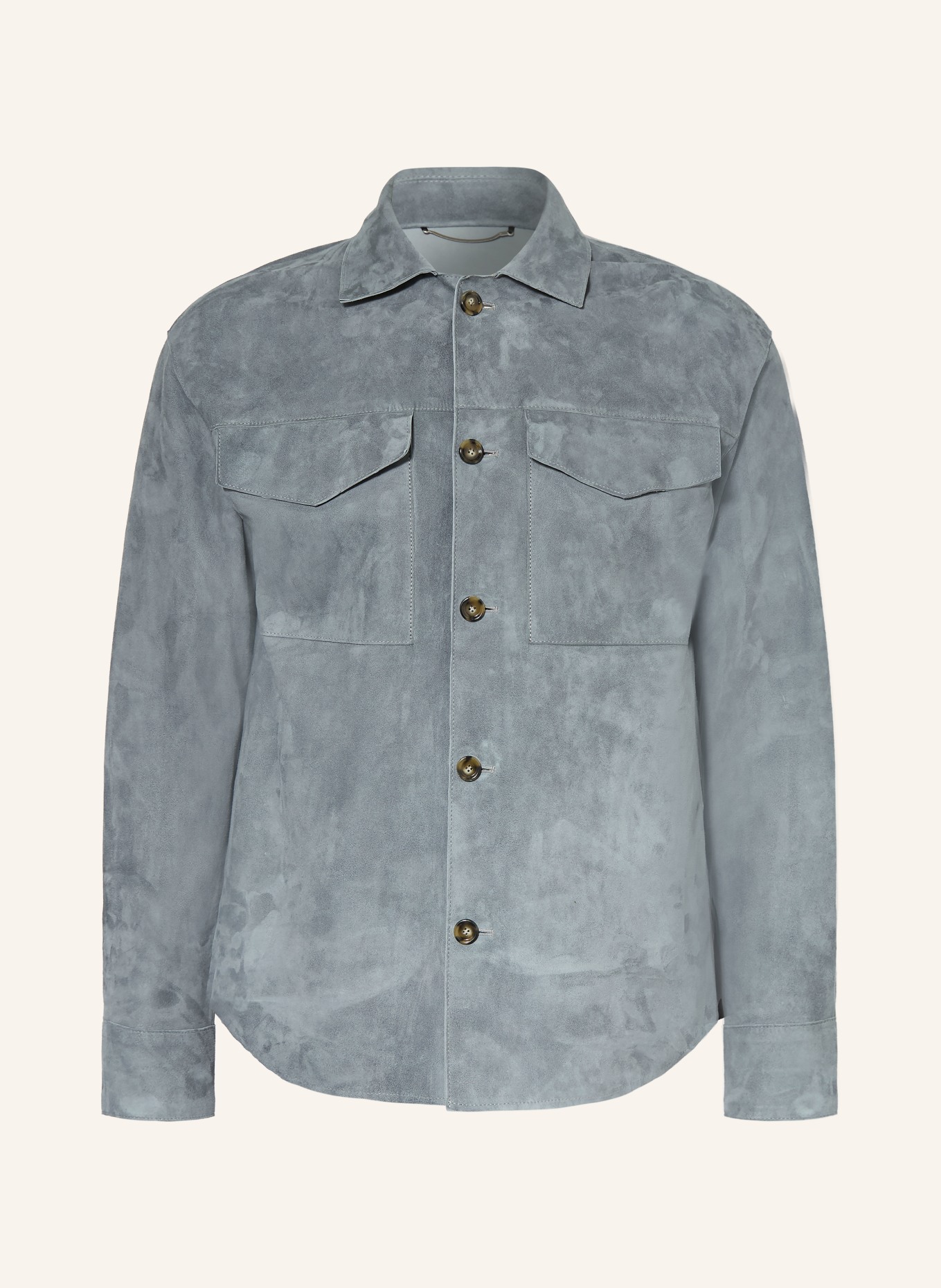 LARDINI Leder-Overshirt: BLAUGRAU