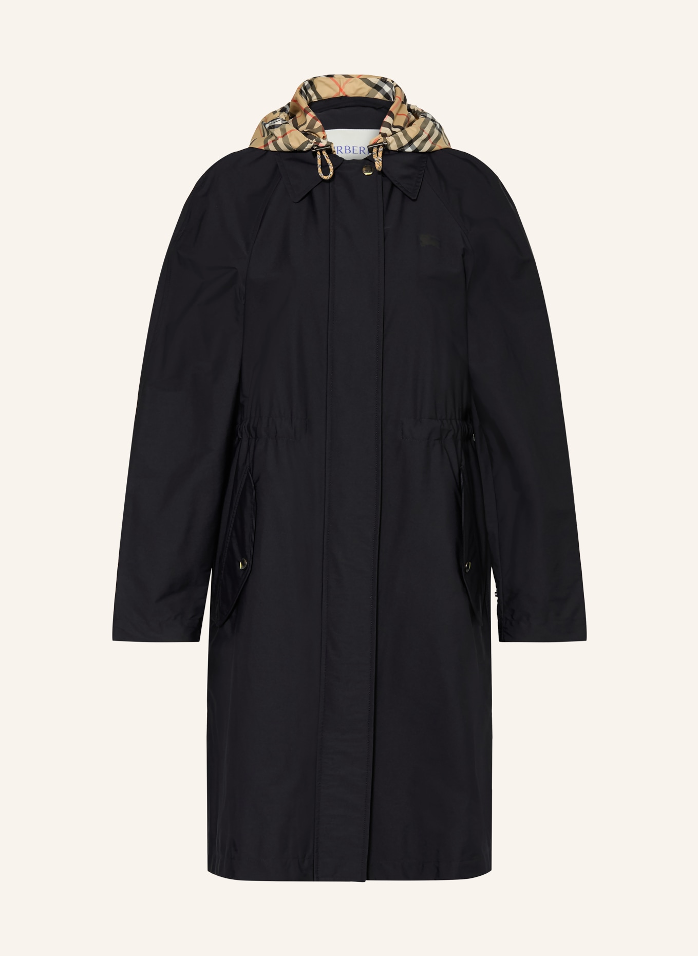 BURBERRY Parka NEWBURY z odpinanym kapturem: CZARNY / BEŻOWY / CZERWONY