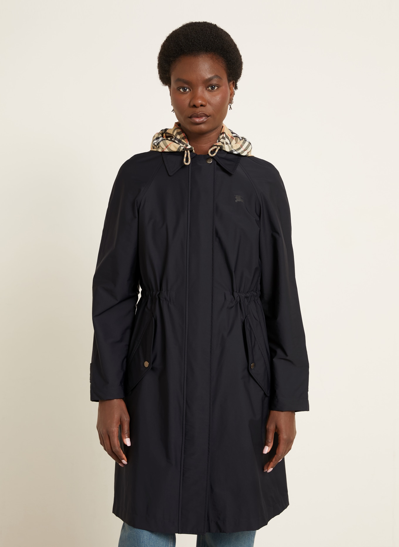 BURBERRY Parka NEWBURY z odpinanym kapturem: CZARNY / BEŻOWY / CZERWONY