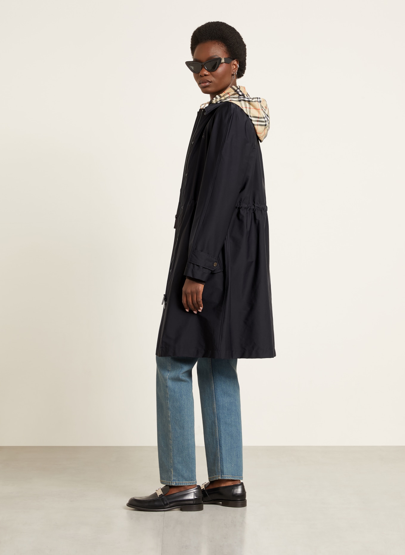 BURBERRY Parka NEWBURY z odpinanym kapturem: CZARNY / BEŻOWY / CZERWONY