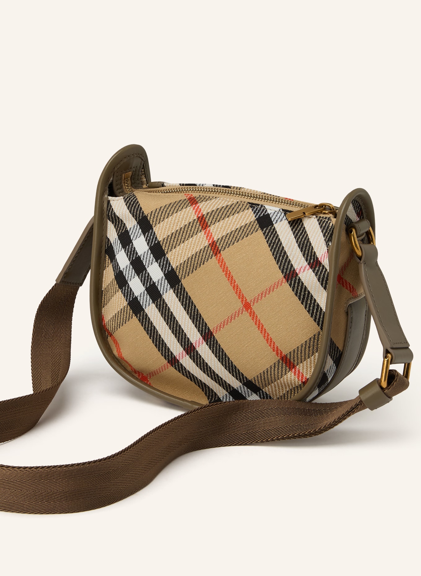 BURBERRY Umhängetasche MESSENGER B CLIP SMALL: BEIGE / ROT / SCHWARZ