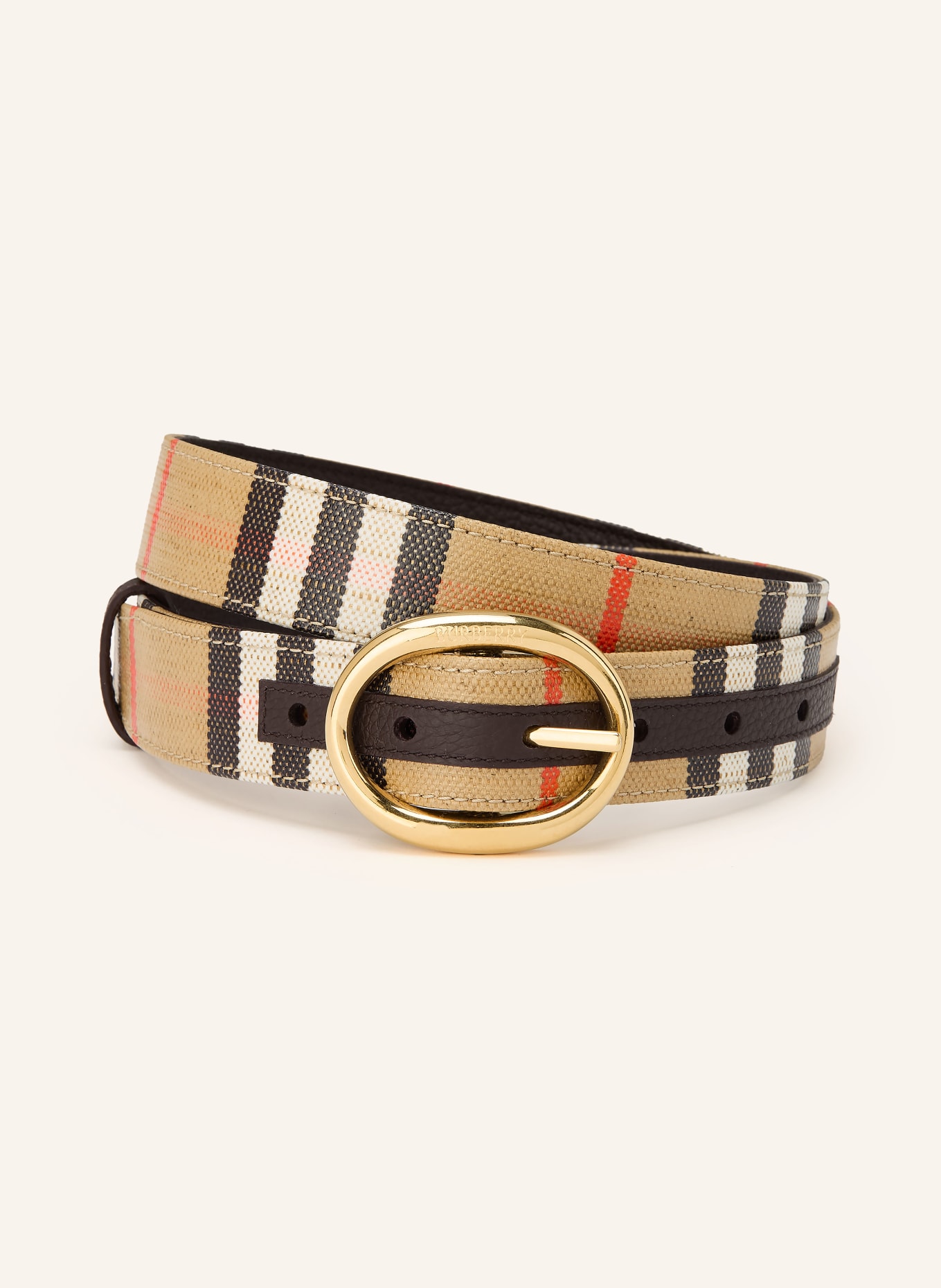 BURBERRY Ceinture réversible BLOOMSBURY: BEIGE / OR / MARRON FONCÉ