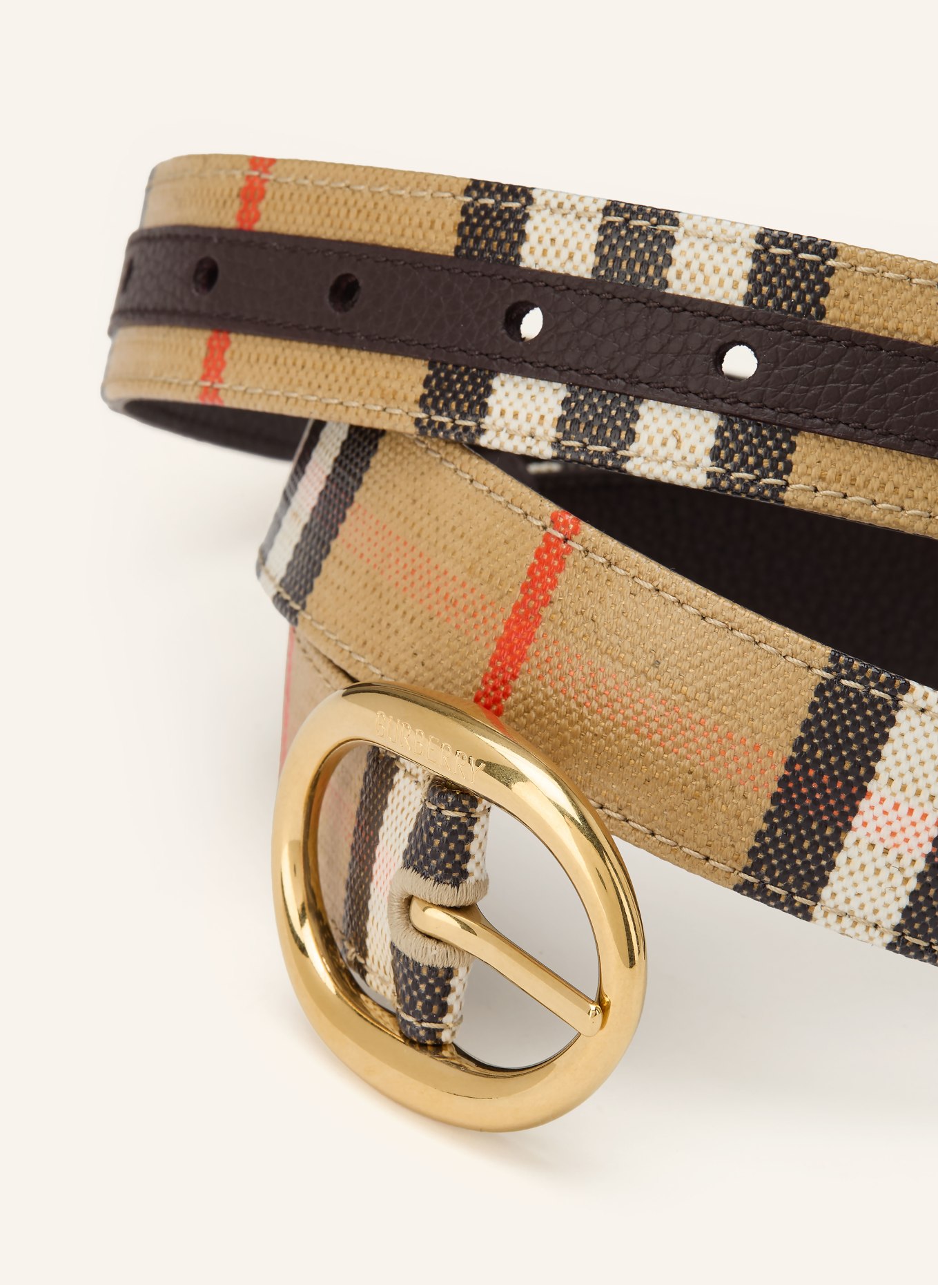 BURBERRY Ceinture réversible BLOOMSBURY: BEIGE / OR / MARRON FONCÉ
