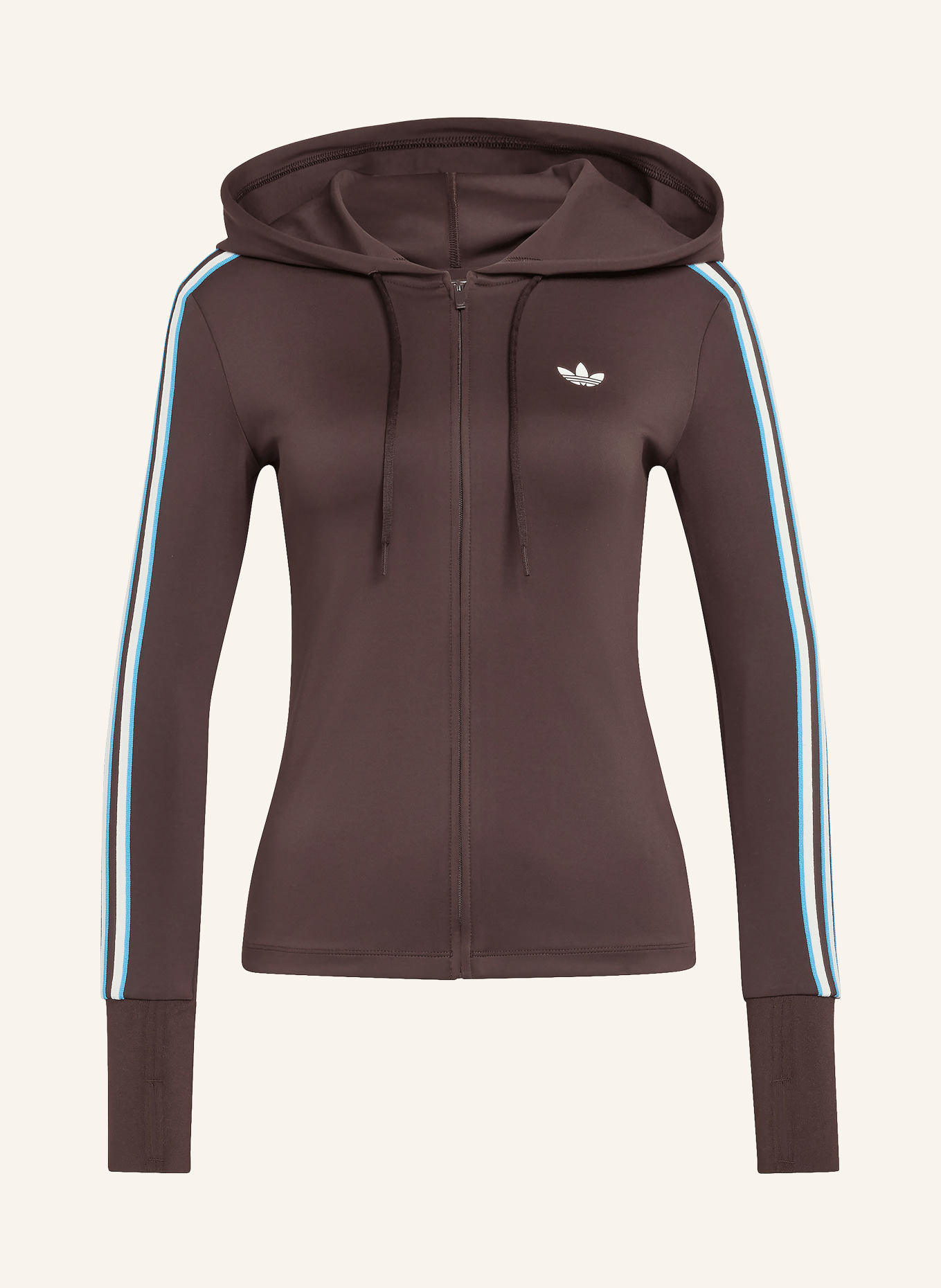 adidas Originals Mikina HOODED TREFOIL ZIPPER: TMAVĚ HNĚDÁ