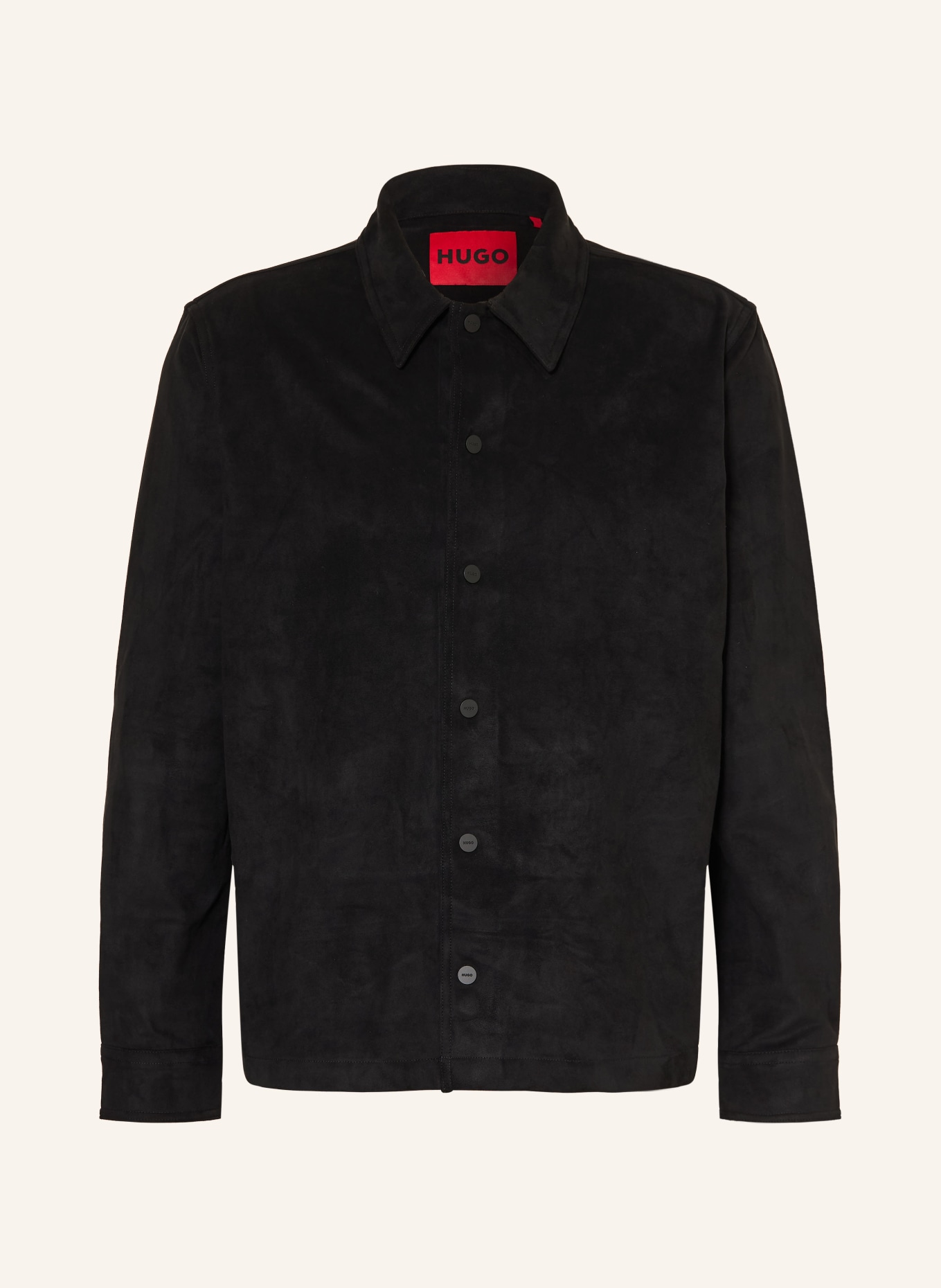 HUGO ENASO leather-look overjacket: BLACK