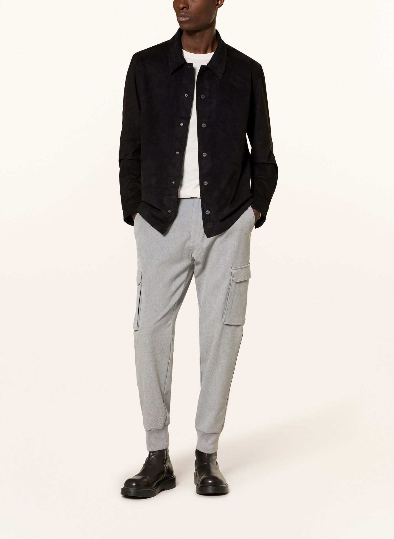 HUGO ENASO leather-look overjacket: BLACK