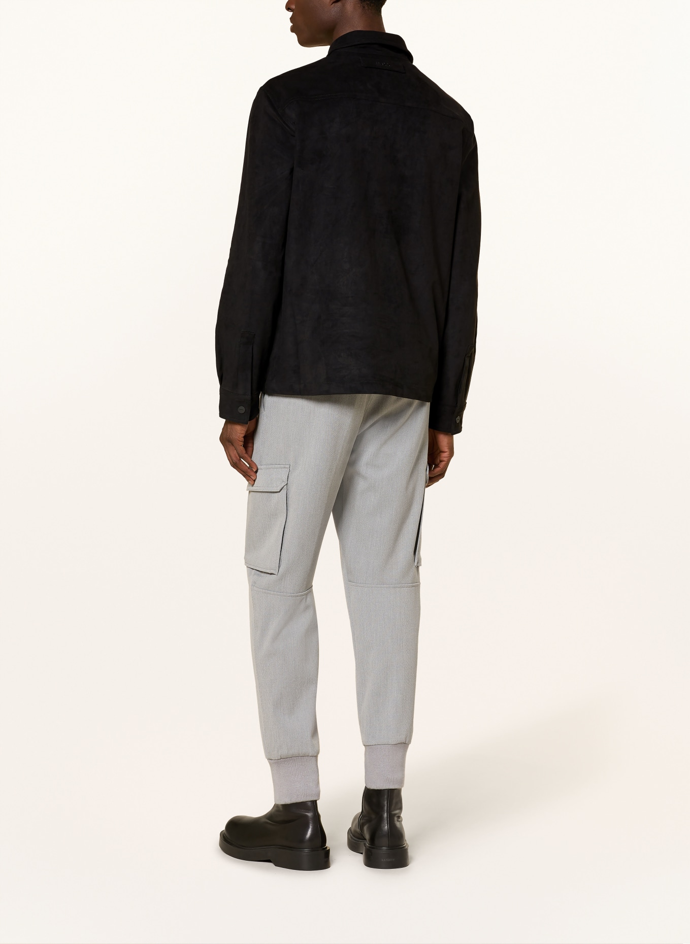 HUGO ENASO leather-look overjacket: BLACK