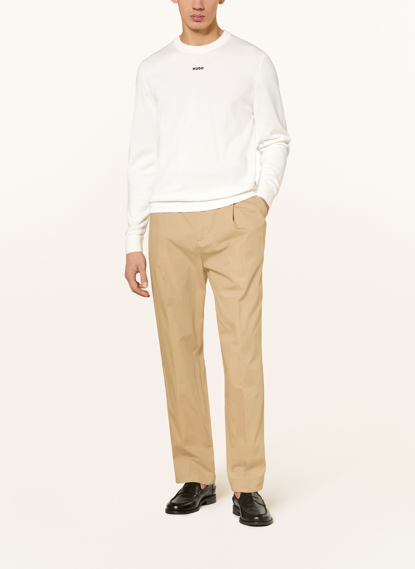 HUGO Pullover SAN CASSIUS: WEISS / SCHWARZ