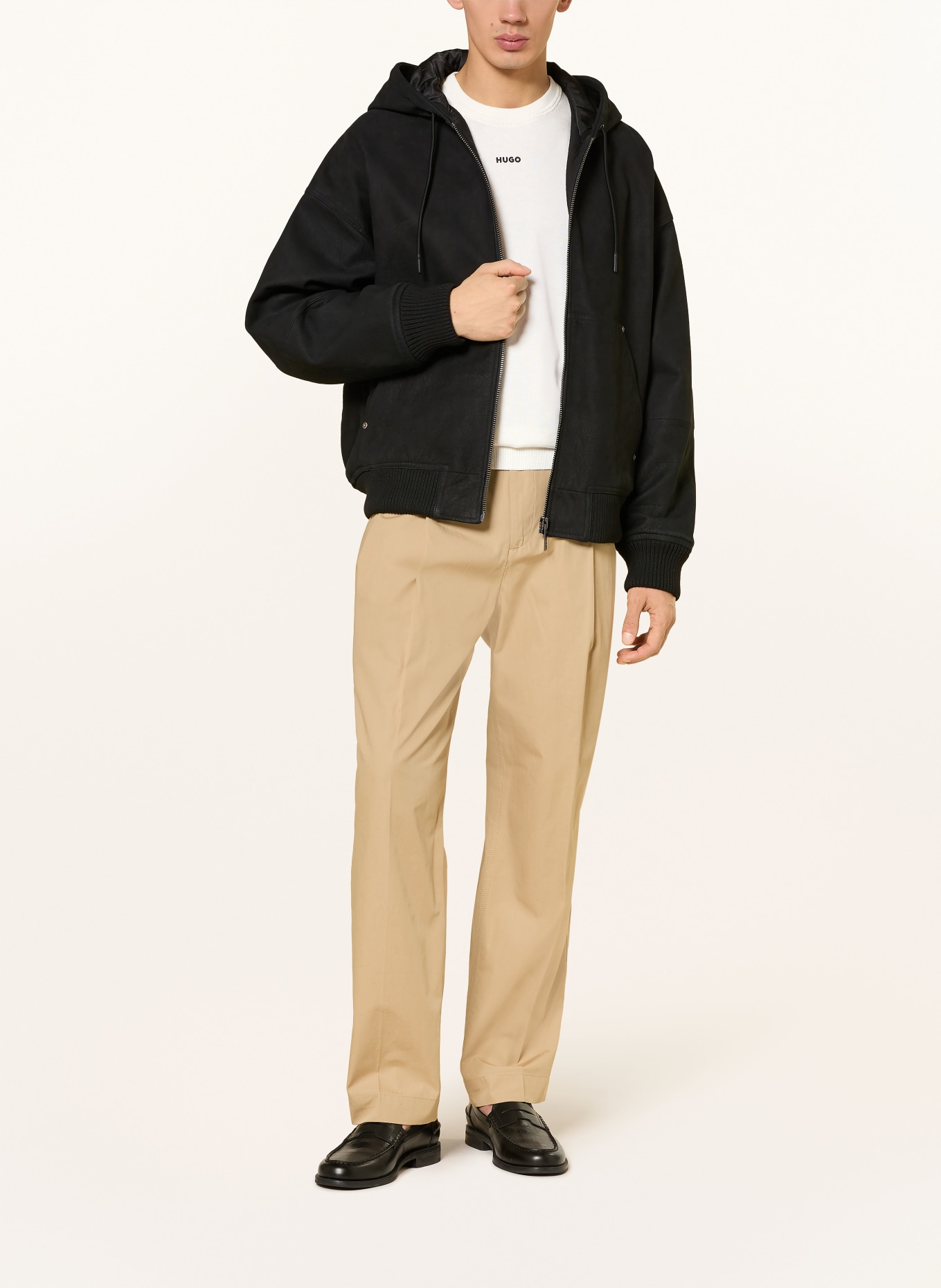 HUGO Pullover SAN CASSIUS: WEISS / SCHWARZ