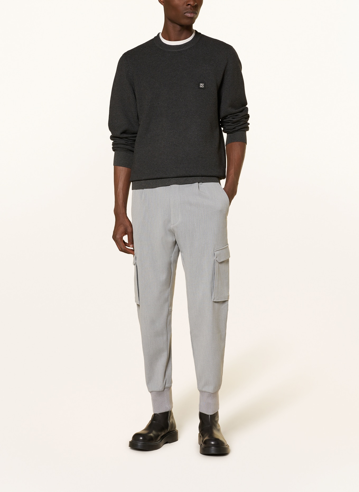 HUGO SETAL sweater: DARK GRAY / TAUPE