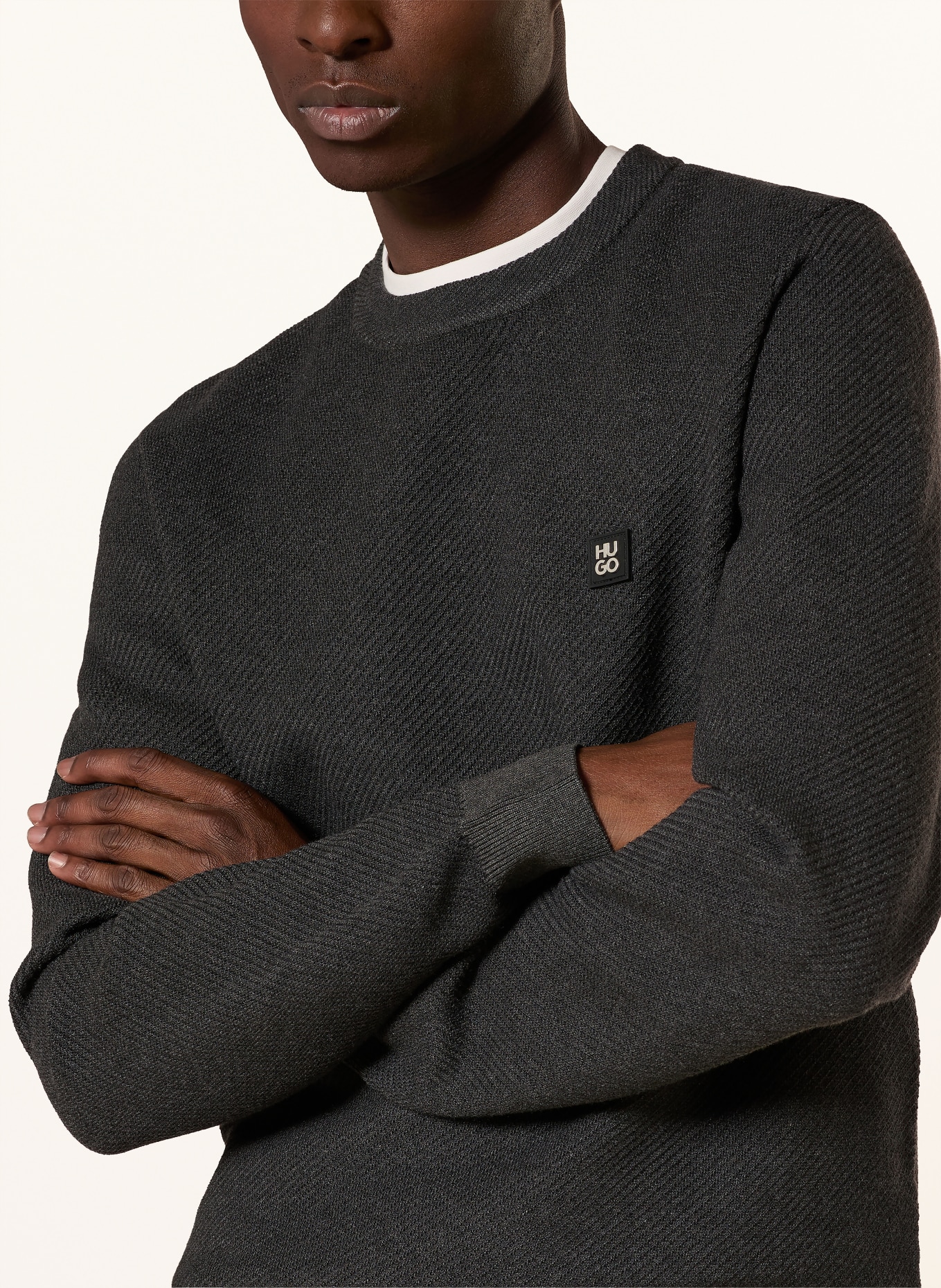 HUGO SETAL sweater: DARK GRAY / TAUPE