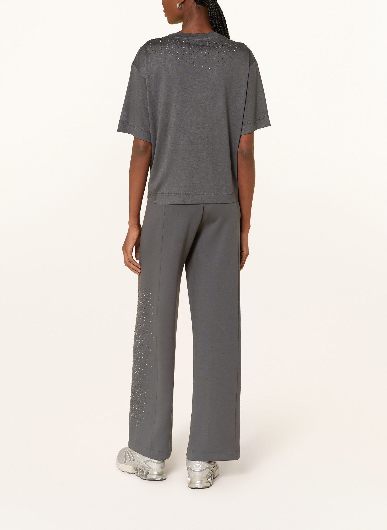 EA7 EMPORIO ARMANI T-shirt avec pierres précieuses: GRIS FONCÉ / ARGENT