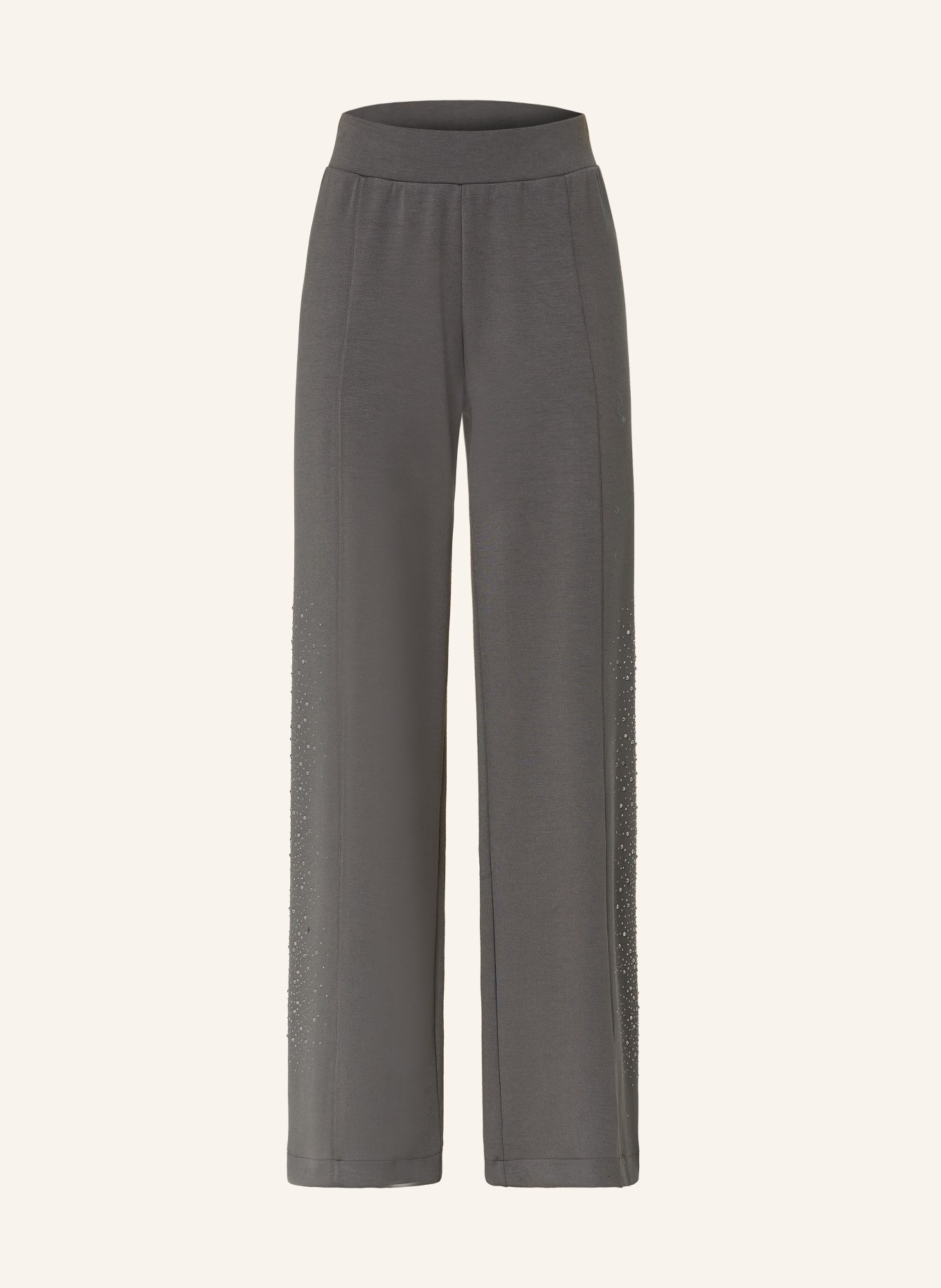 EA7 EMPORIO ARMANI TRAIN PRECIOUS jersey pants with gemstones: DARK GRAY / SILVER