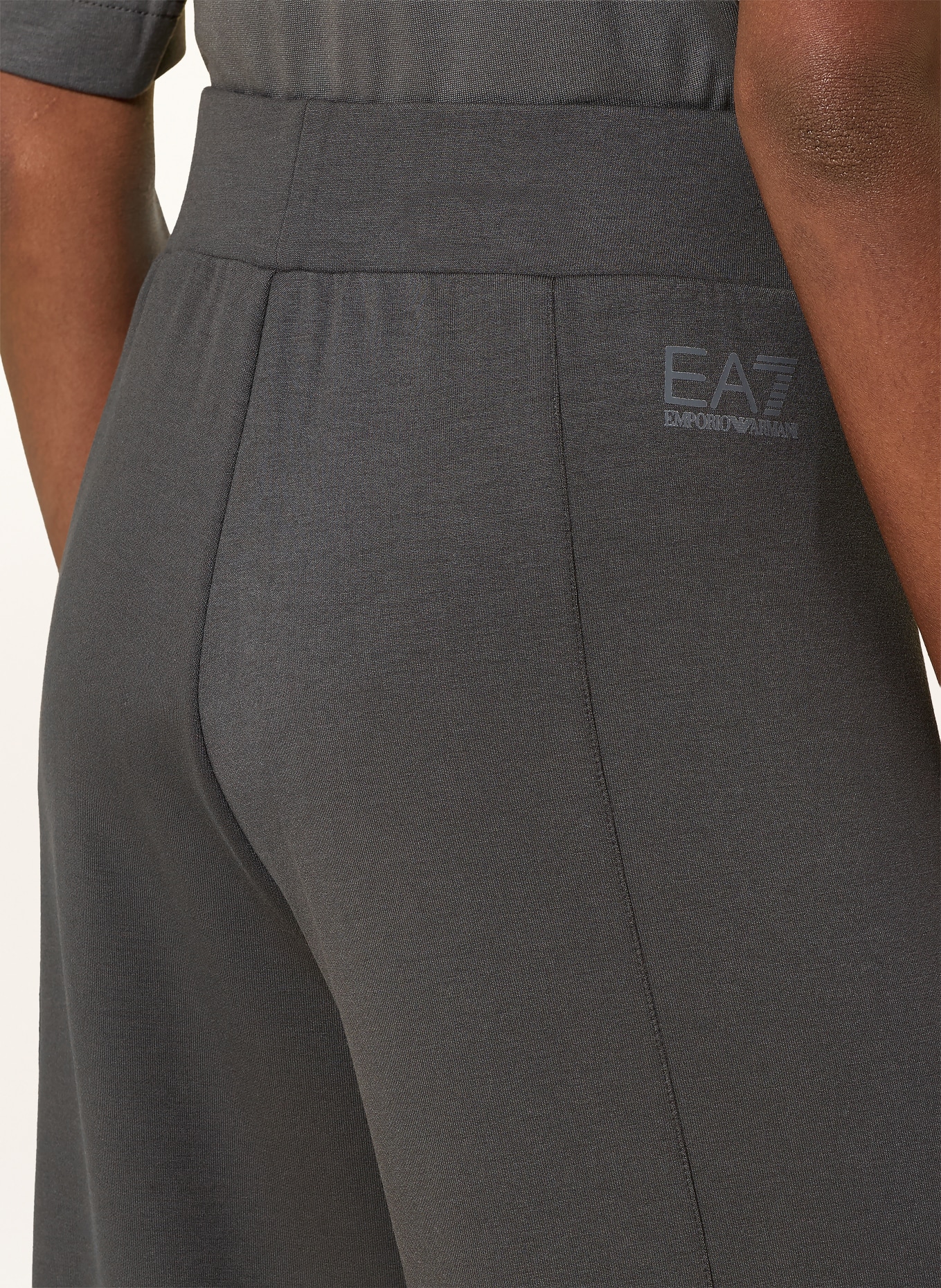 EA7 EMPORIO ARMANI TRAIN PRECIOUS jersey pants with gemstones: DARK GRAY / SILVER