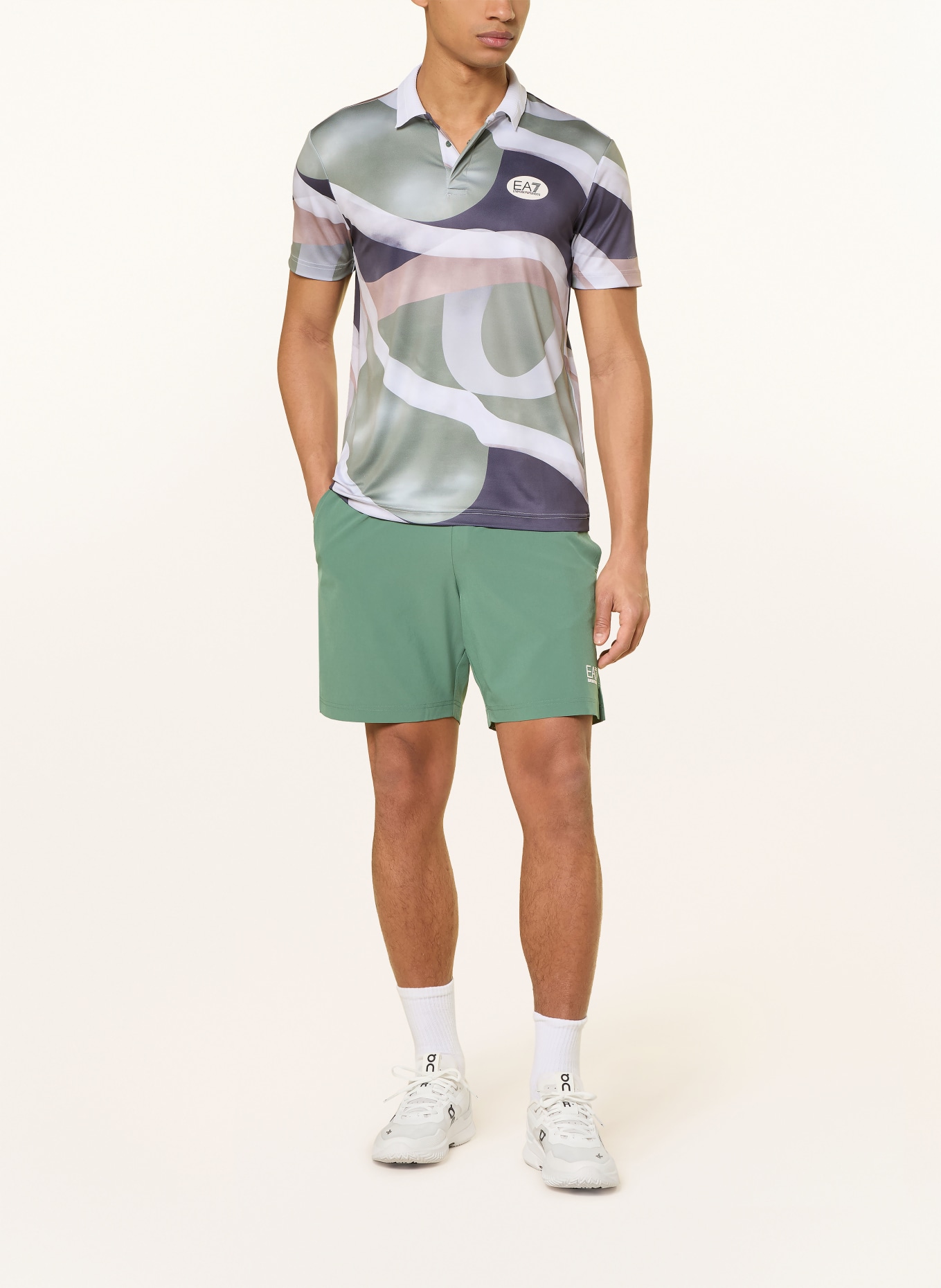 EA7 EMPORIO ARMANI Funktions-Poloshirt TENNIS PRO: OLIV / HELLGRAU / DUNKELGRAU